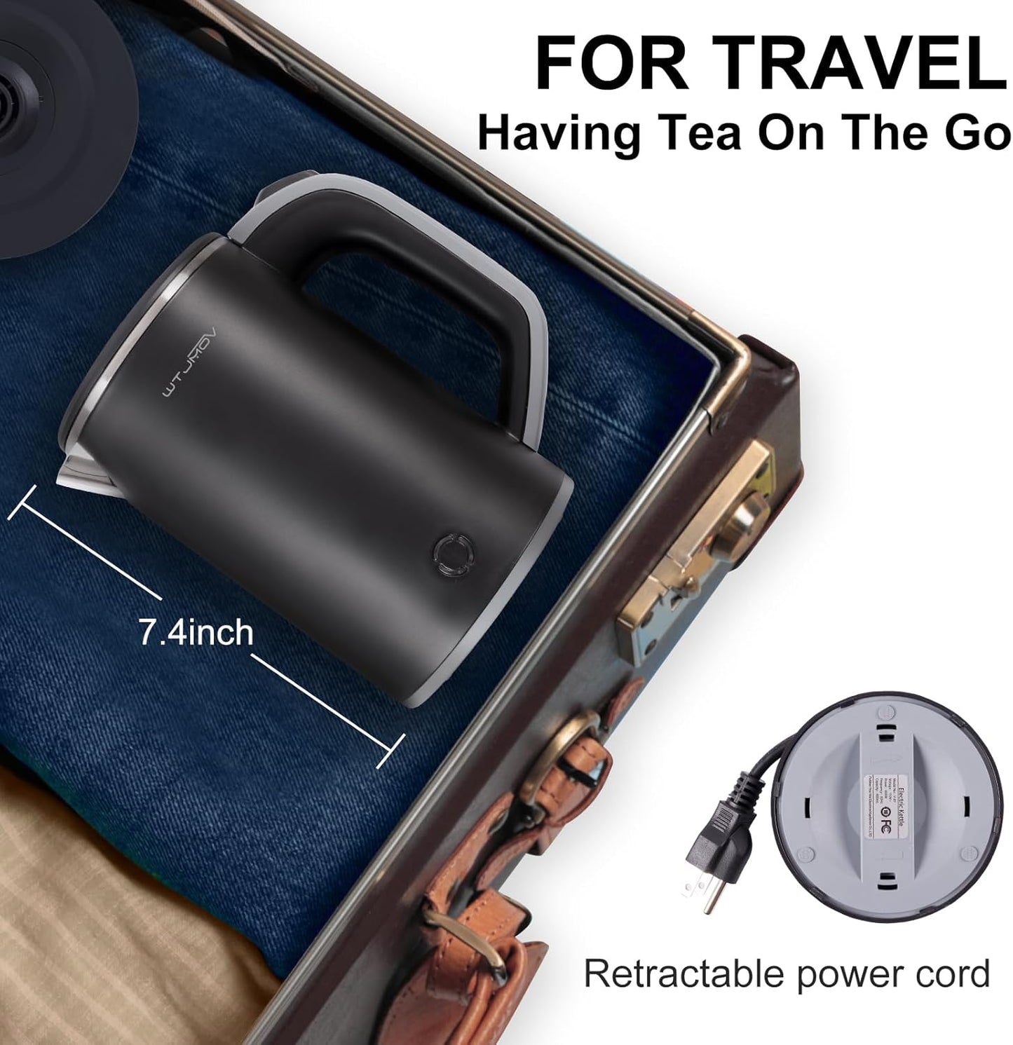 0.6L White Electric Kettle + 0.8L Black Small Tea Kettle Set