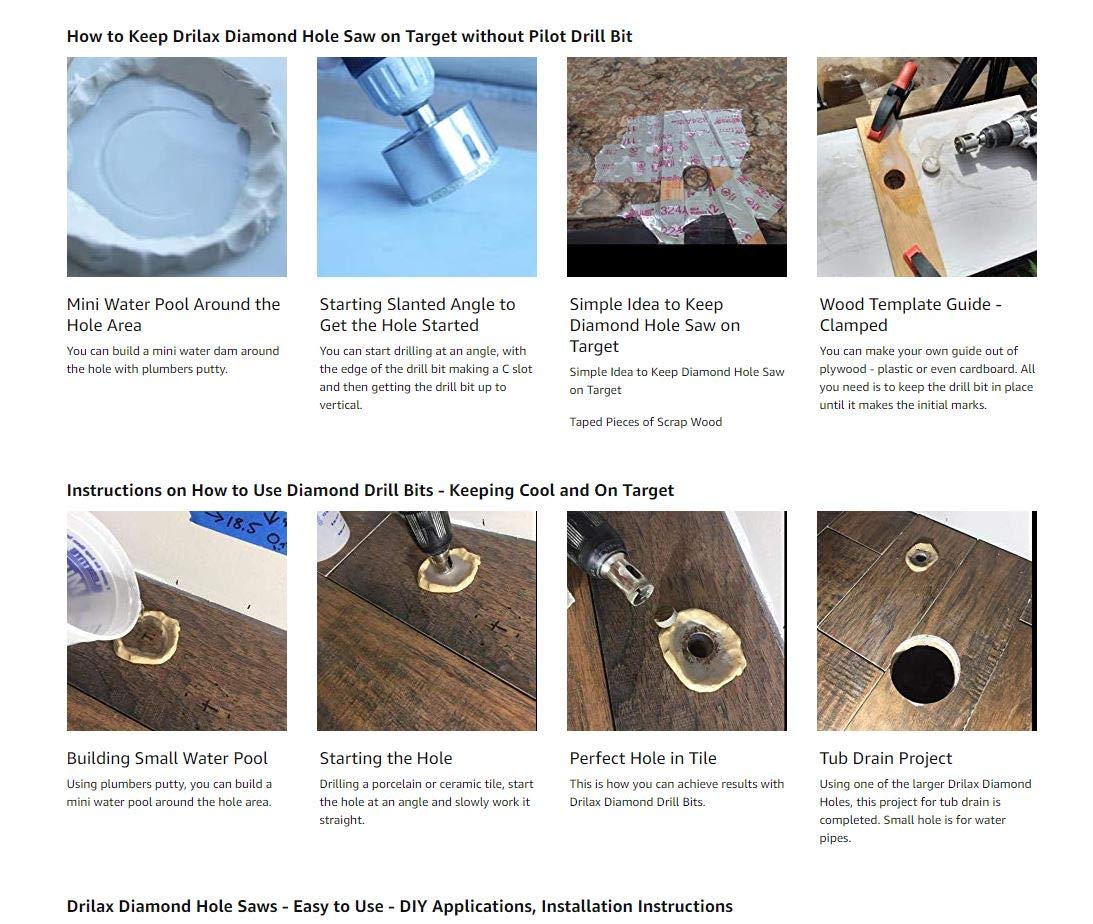 1-3/16 Inch Diamond Drill Bit for Glass, Ceramic, Porcelain, Countertops - Triple-Coated Alloy Steel Tile Drill Bit