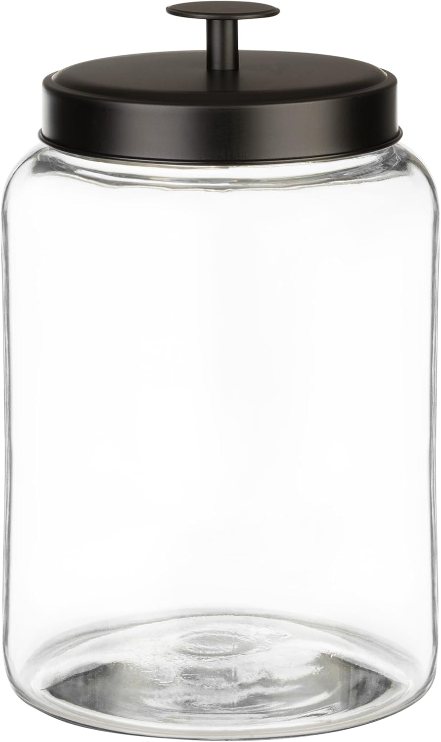 1 Gallon Glass Cookie Jar with Matte Black Metal Lid - Airtight Storage Container for Food, Treats, Candy, Dried Goods - Ideal for Kitchen or Laundry Room - 1 Pack