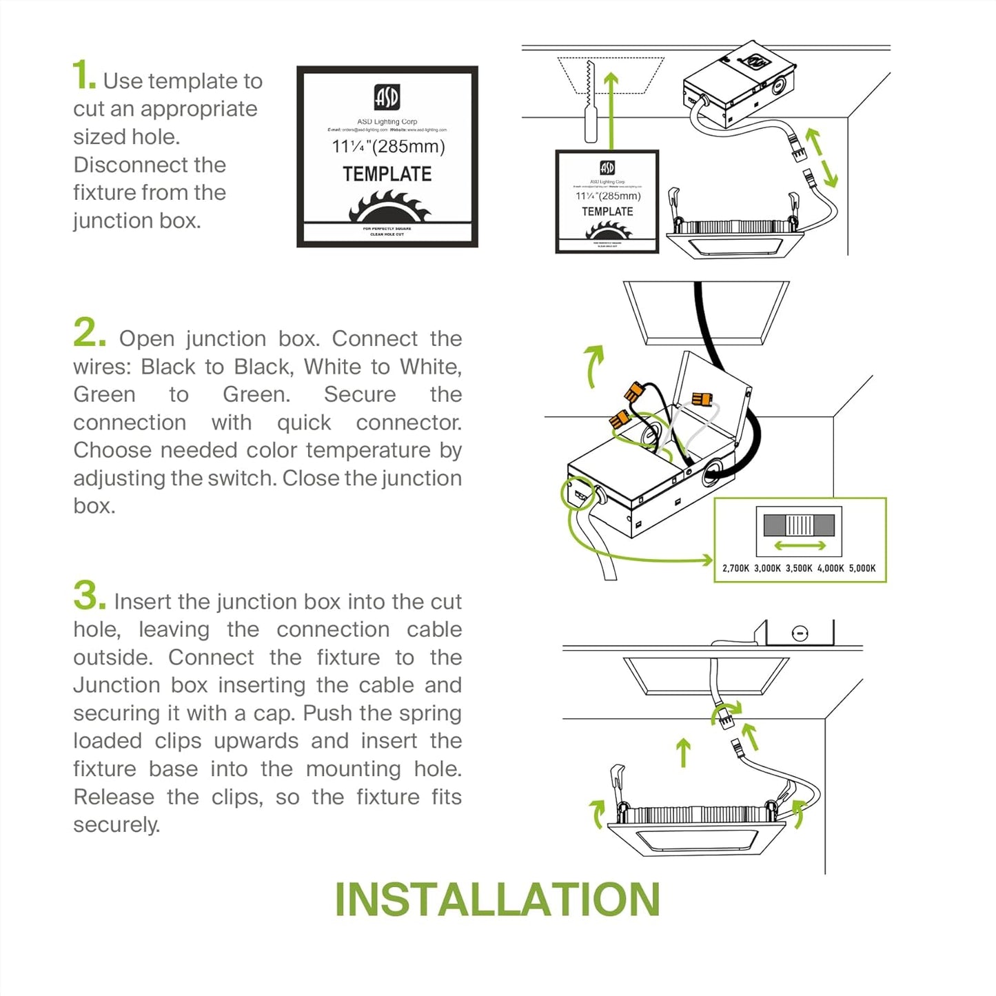 1 Pack LED Square Recessed Lighting 12 Inch, 5 CCT Options, 24W Dimmable Ceiling Lights - Ultra Thin Design, Canless Wafer Downlight, Slim Panel Light - Energy Star Certified White Color
