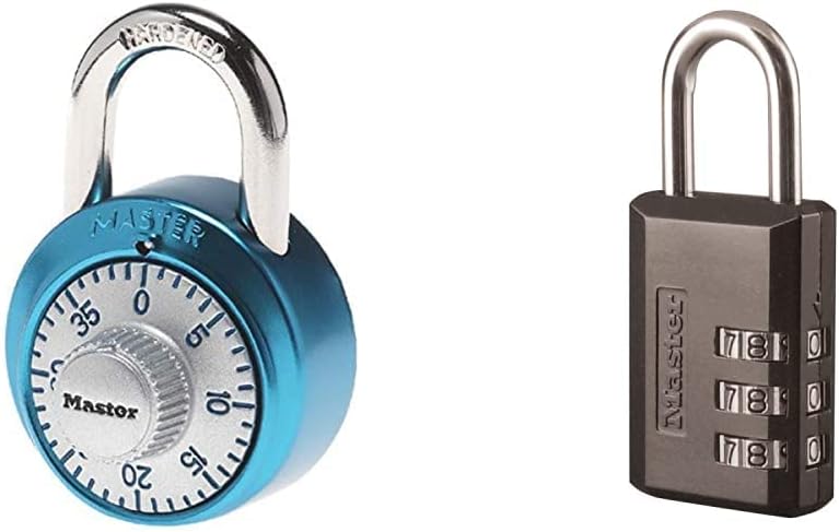 1 Pack Master Lock Combination Padlock Set - Light Blue and Black Padlocks