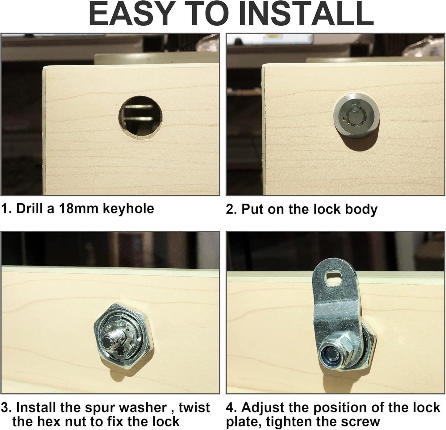 1 Pack RV Storage Lock 5/8" Cam Lock Keyed Alike - Mailbox & Toolbox Replacement - Zinc Alloy - File Cabinet & Camper Door Lock