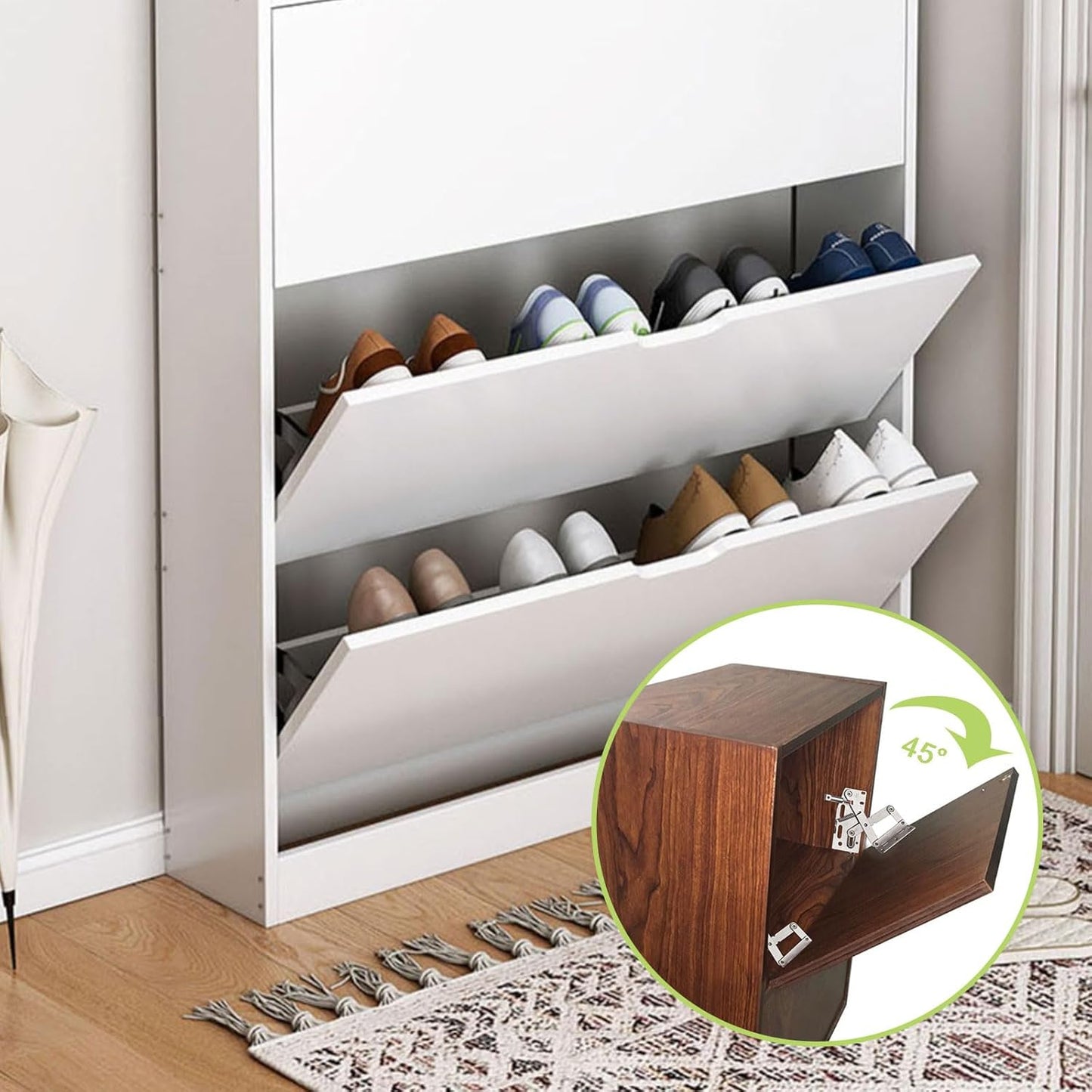 1 Pair UFURMATE 45 Degree Flip Down Hinges for Kitchen Sink Drawer - Soft Close Scissor Hinges with Damping Design