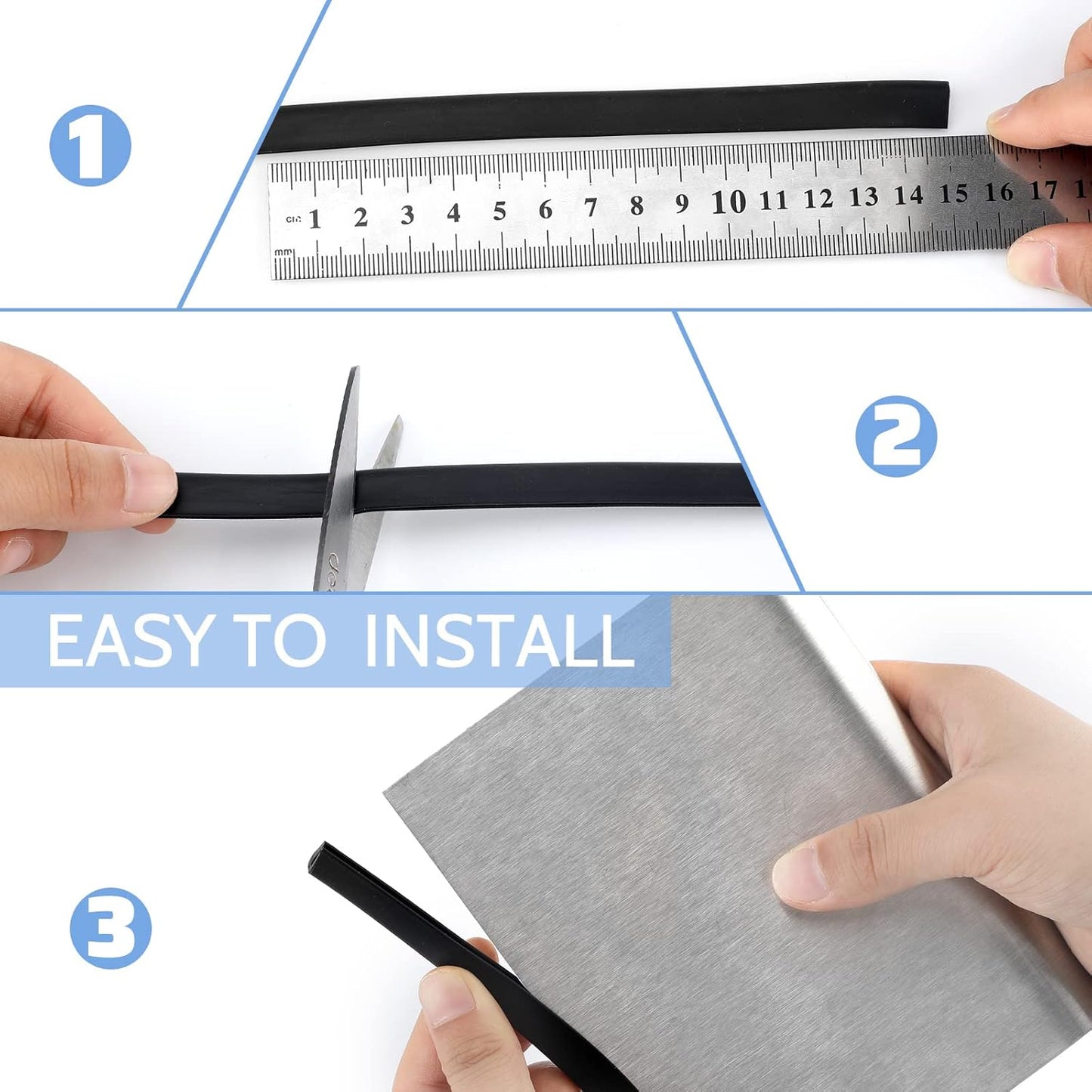 10 Feet Black Rubber U Channel Edge Trim for Sealing Doors, Fits Edges up to 1/16 Inch - Weather Stripping Strip