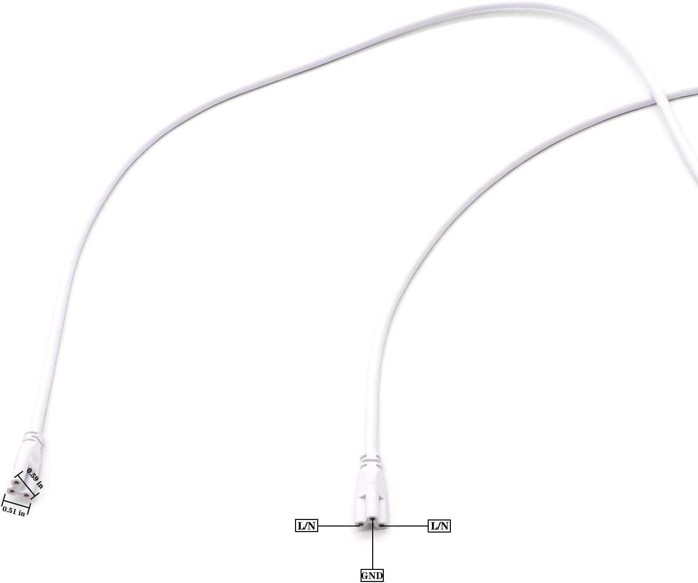 10 ft Extension Cords for T5 T8 Lights - 2 Pack of 3 Meter Connector Cables for LED Tube & Garage Light Fixtures