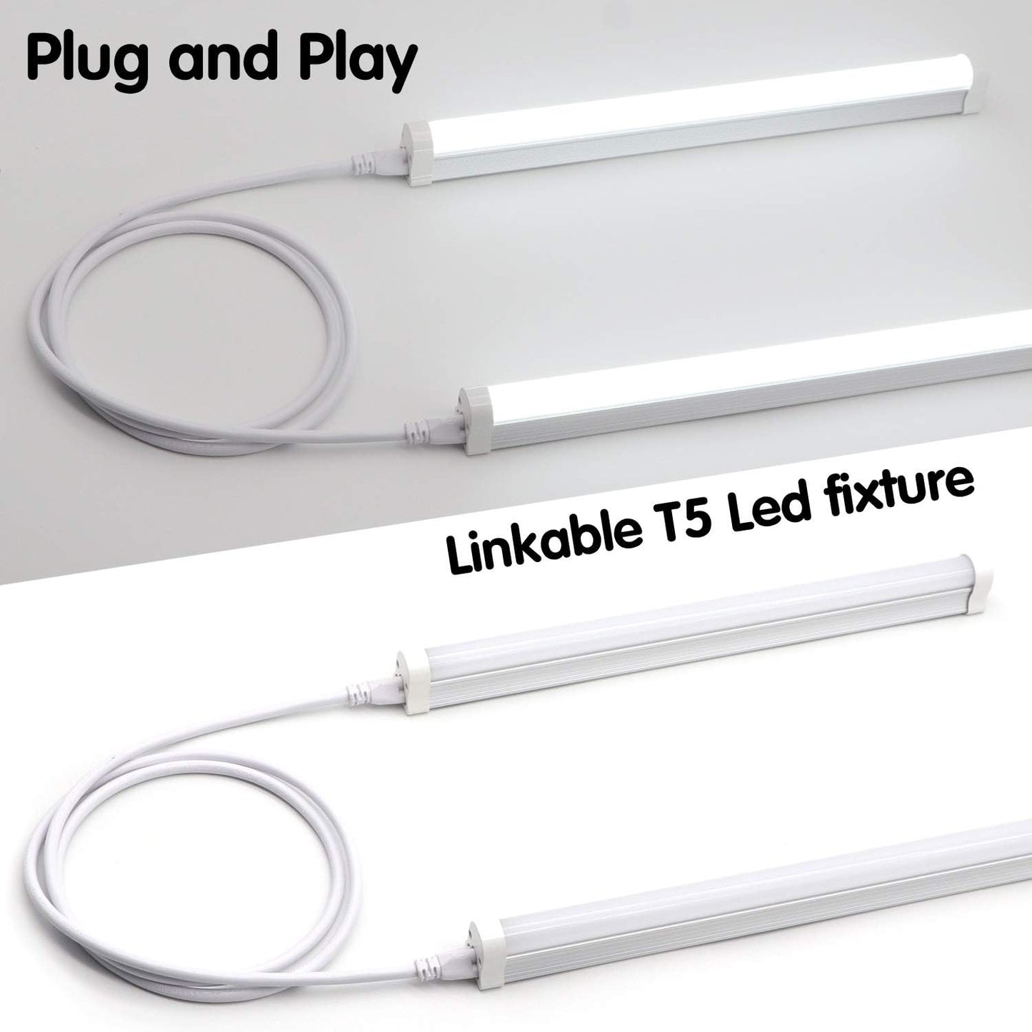 10 ft Extension Cords for T5 T8 Lights - 2 Pack of 3 Meter Connector Cables for LED Tube & Garage Light Fixtures