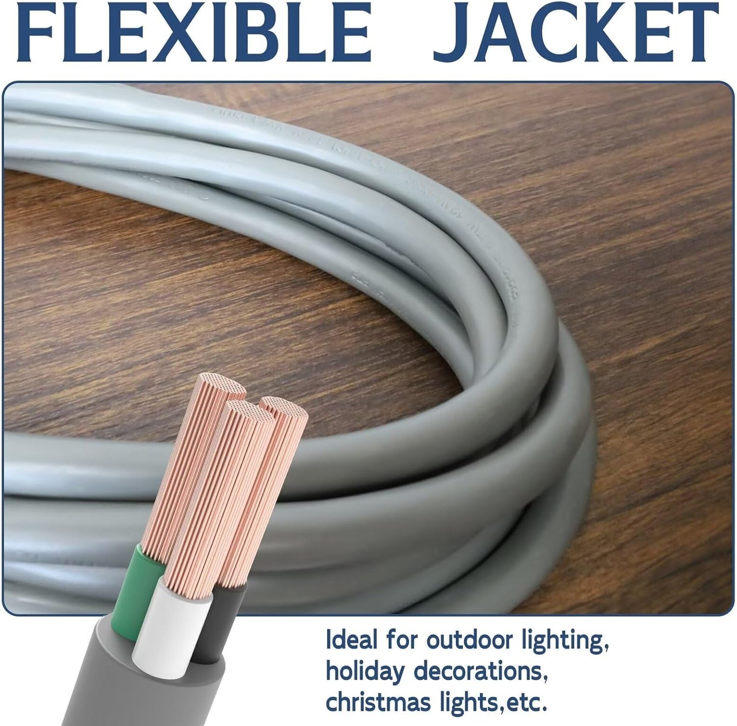 10 ft Heavy Duty Outdoor Extension Cord with Lighted Indicator - Waterproof 3 Prong Power Cord for Garden and Appliances