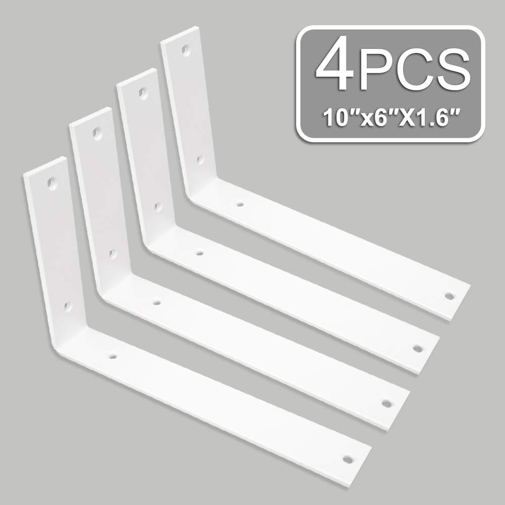 10 Inch White Heavy Duty Metal Iron Corner L Shelf Bracket for Wall Shelves