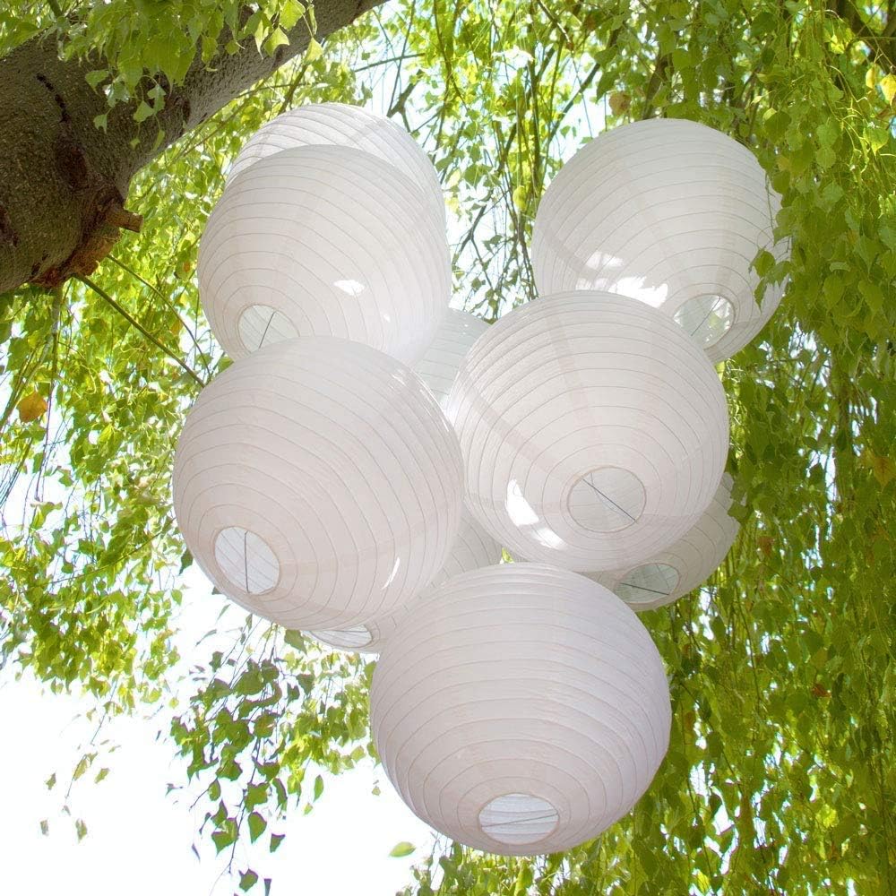 10 Pack 12" White Paper Lanterns - Chinese Round Hanging Decorations for Home, Parties, Weddings - Famolay Ball Lantern Lamps