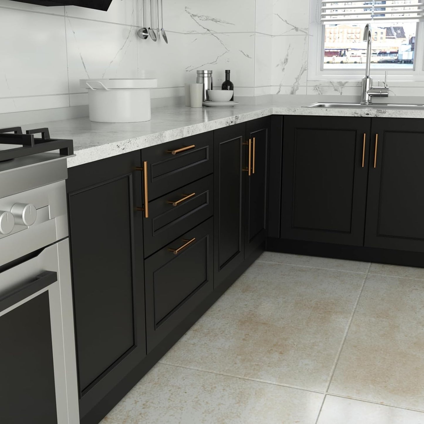 10 Pack 2-1/2 inch Champagne Bronze Cabinet Pulls - Gold Handles for Kitchen, Bathroom, Bedroom - Brushed Furniture Handles