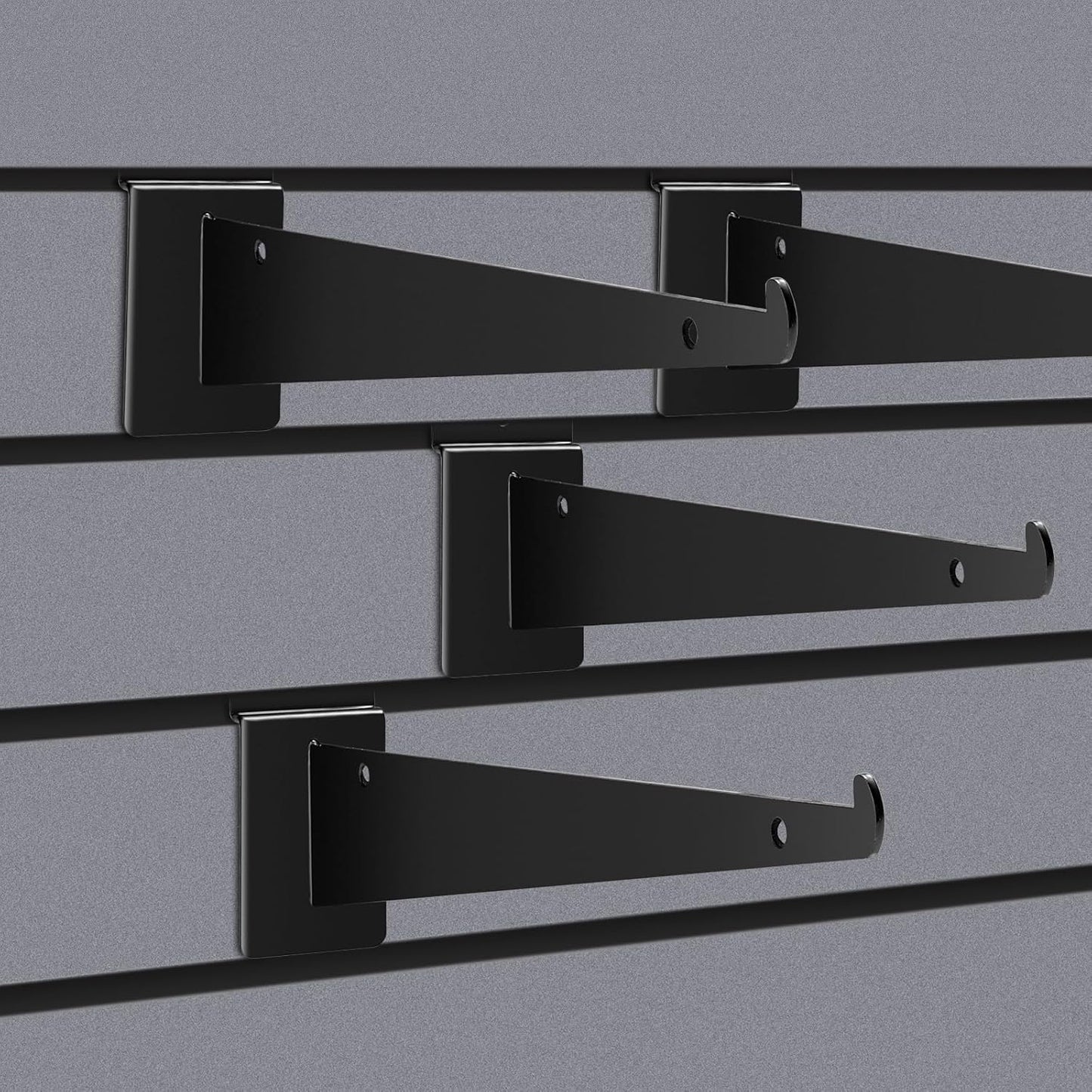 10 Pack Black Metal Slatwall Knife Shelf Brackets - 8 Inch Heavy Duty Gridwall Hooks for Home or Commercial Display