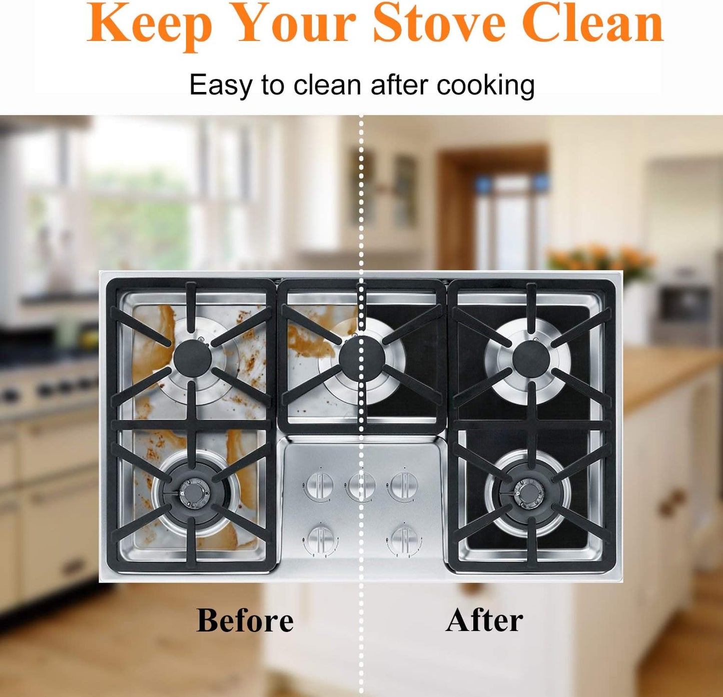 10 Pack Black Stove Burner Covers - Double Thickness, Reusable, Non-Stick, Heat-Resistant Gas Range Protectors for Kitchen - Easy to Clean