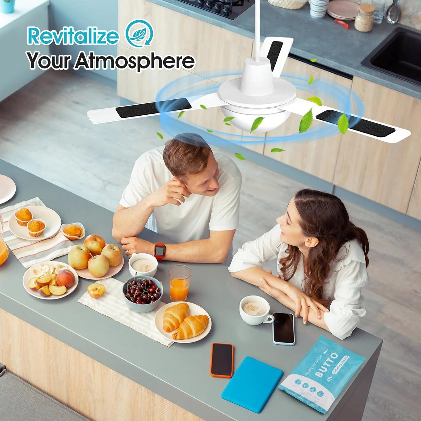 10-Pack Butto Ceiling Fan Filters for Blades - Strong Adhesive Filters for Common Household Contaminants - Unscented Coconut Carbon Air Purifier Pads