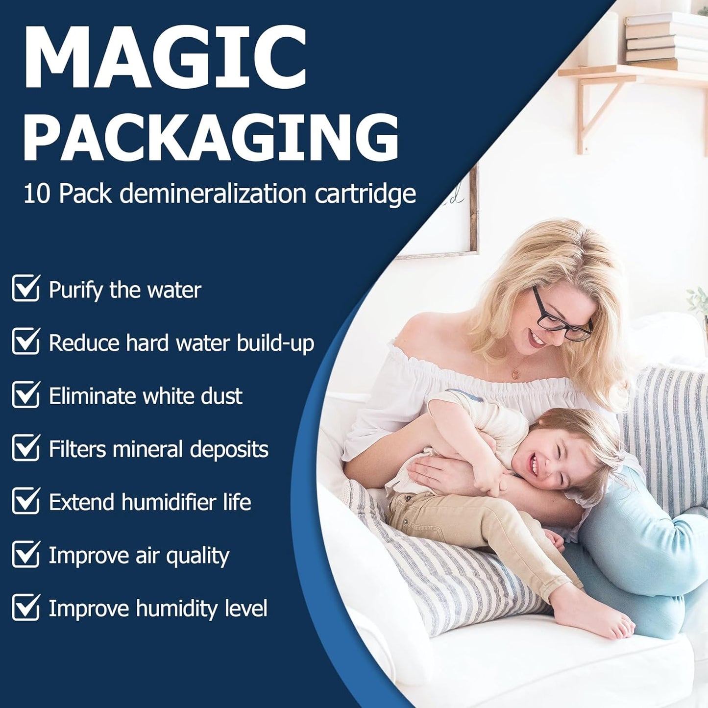 10 Pack Funmit Demineralization Cartridges for HoMedics Ultrasonic Humidifiers - Prevent Hard Water Build-Up, Filter Mineral Deposits, Purify Water - Compatible with UHE-HDC4