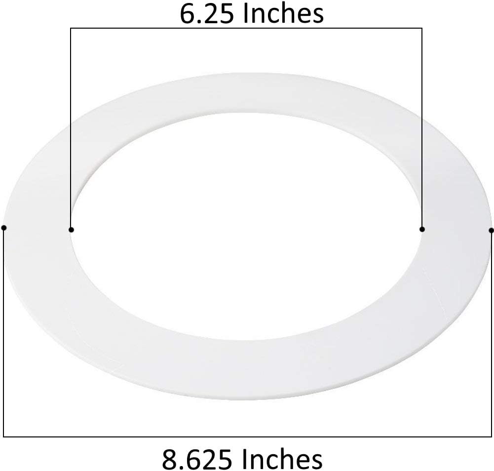 10 Pack Gloss White Goof Trim Ring for 8" Recessed Can Lighting - Outer Diameter 8.6" - Inner Diameter 6.2