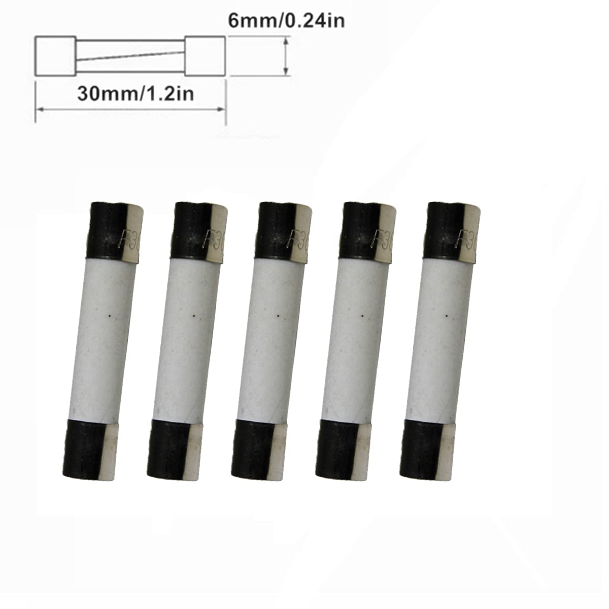 10-Pack of COMPSTUDIO 6x30mm F0.5AL250V 0.5A 250V Fast Blow Ceramic Fuses