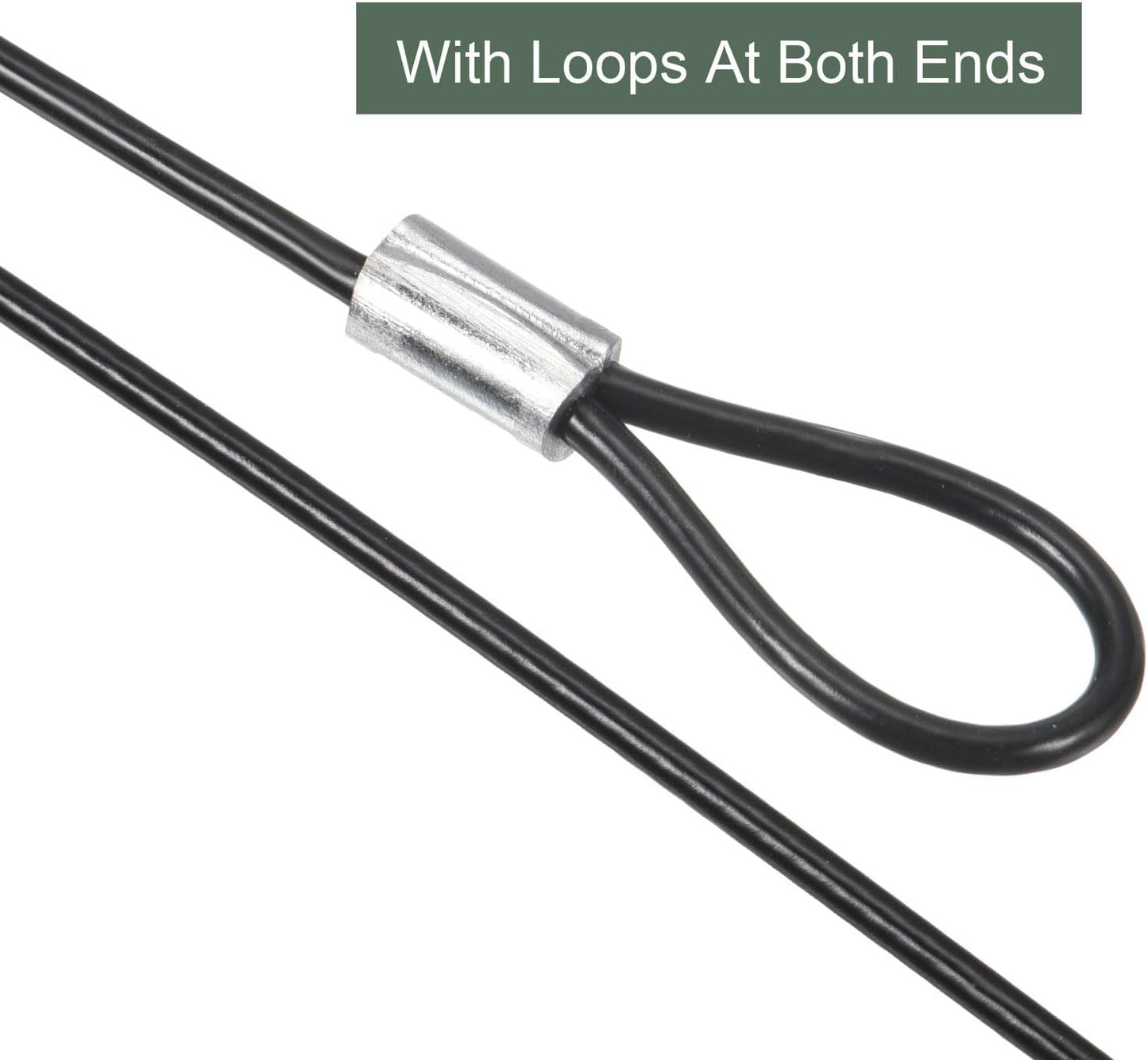 10-Pack Stainless Steel Safety Cable Locks with Double Loops - Ideal for Outdoor and Luggage Security (Black, 12-Inch)