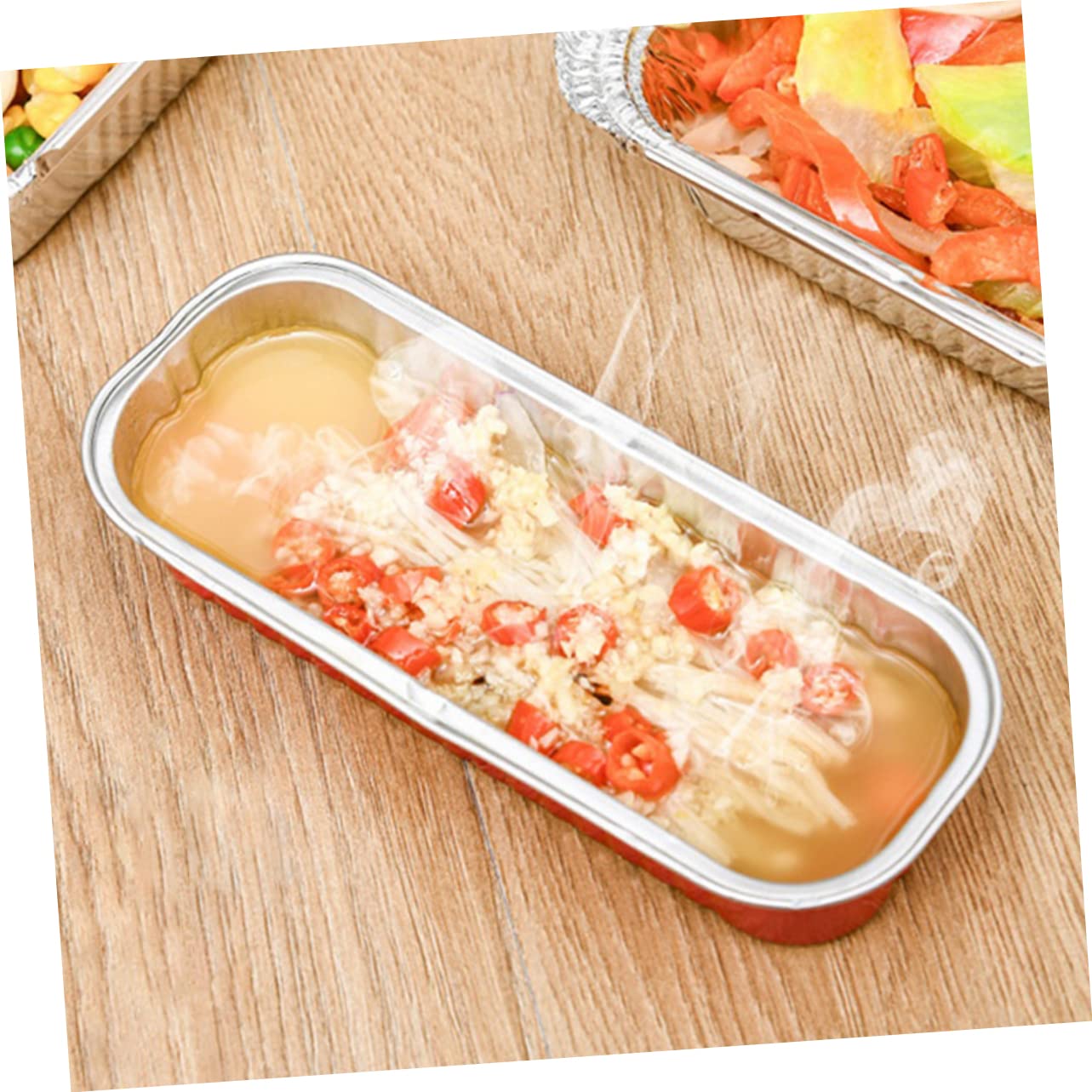 10 Pack VOSAREA Portable BBQ Aluminum Foil Trays for Outdoor Cooking - Disposable Cookware and Food Storage