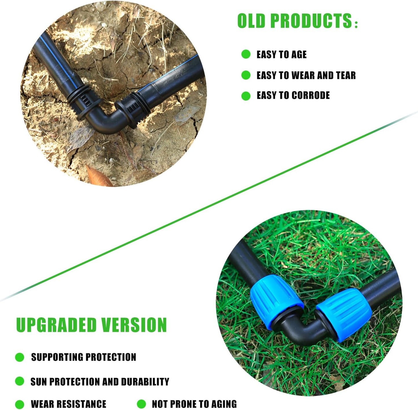10 Pcs Blue 16mm Drip Irrigation Fittings Lock Barbed Connectors for 1/2 Inch Tubing
