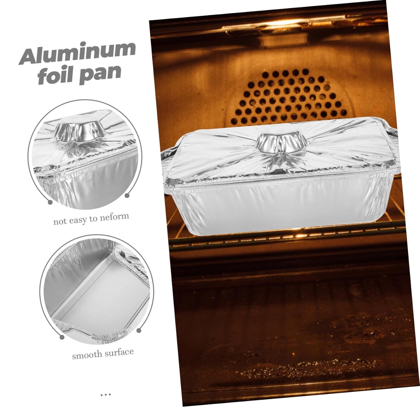 10-Piece Square Aluminum Foil Baking Pan Set for Oven - Roasting, Grilling, and Baking Dishes - Silver Color by BIUDECO