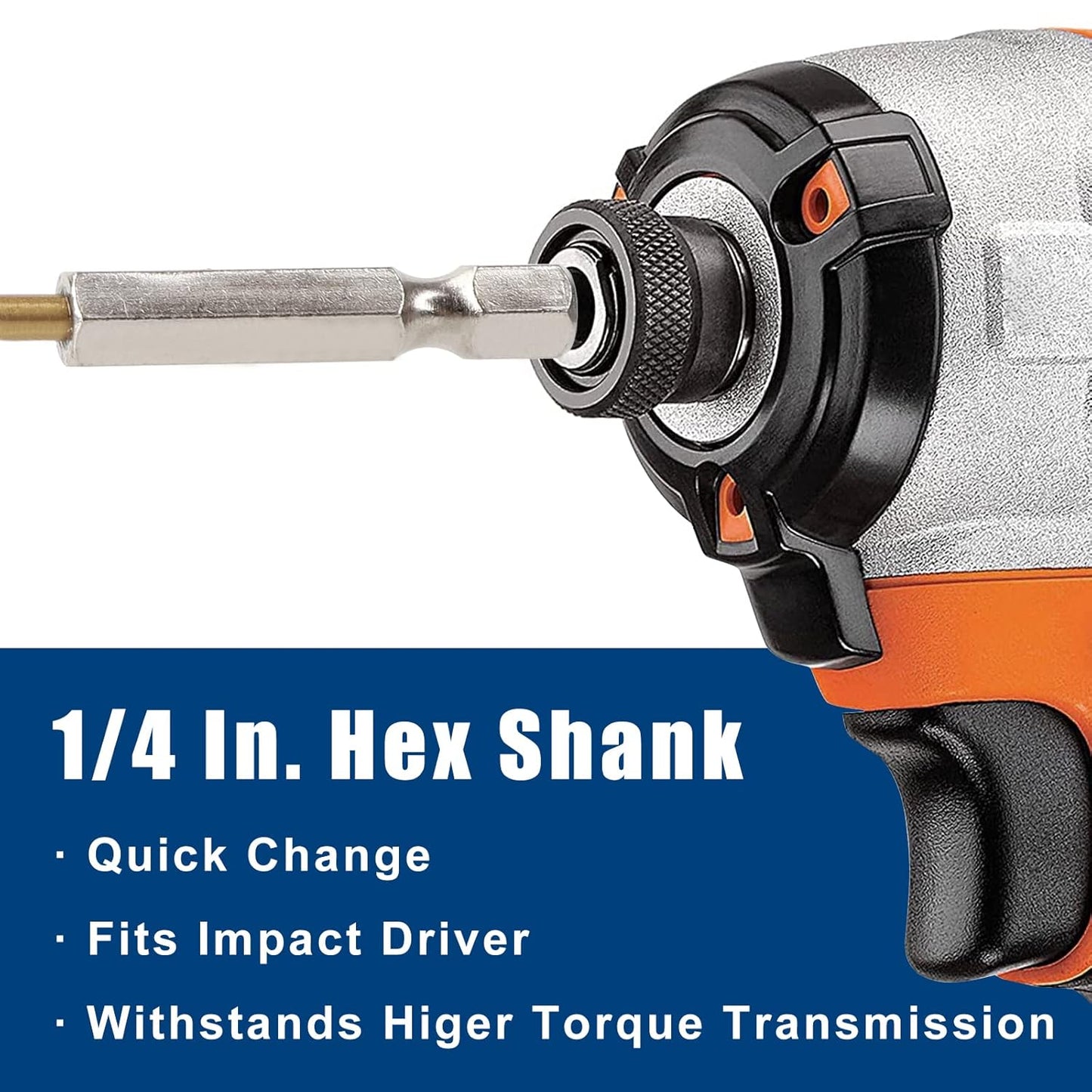 10-Piece Titanium Twist Drill Bit Set with 1/8" Hex Shank - High Speed Steel for Wood, Plastic, Aluminum - Quick Change