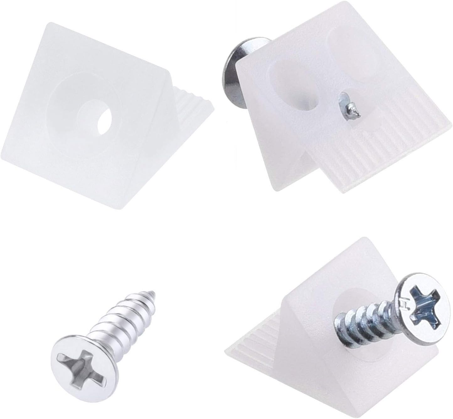 100 Pack Furniture Drawer Bottom Repair Wedges with 90 Degree Plastic Angle Bracket Fasteners