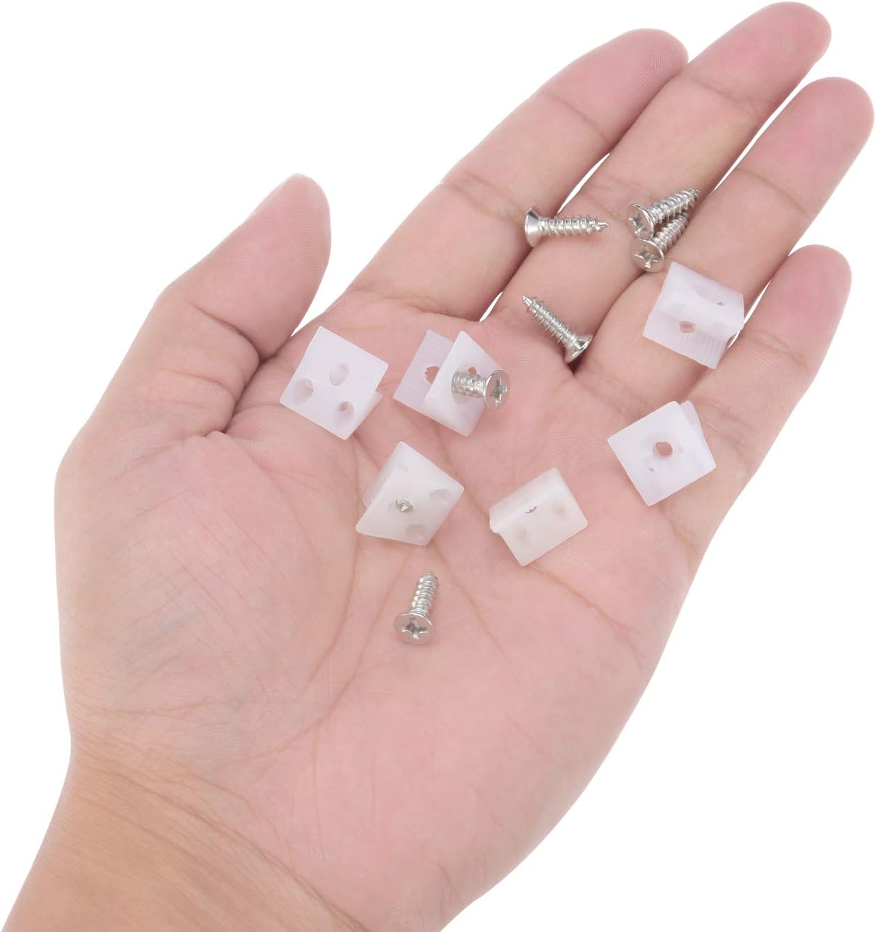100 Pack Furniture Drawer Bottom Repair Wedges with 90 Degree Plastic Angle Bracket Fasteners