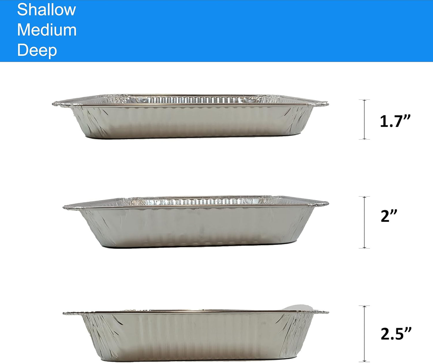 100 Pack of DHG Professional 9"x13" Aluminum Foil Drip Pans for Steam Tables - Half Size Aluminum Trays (No Lids)