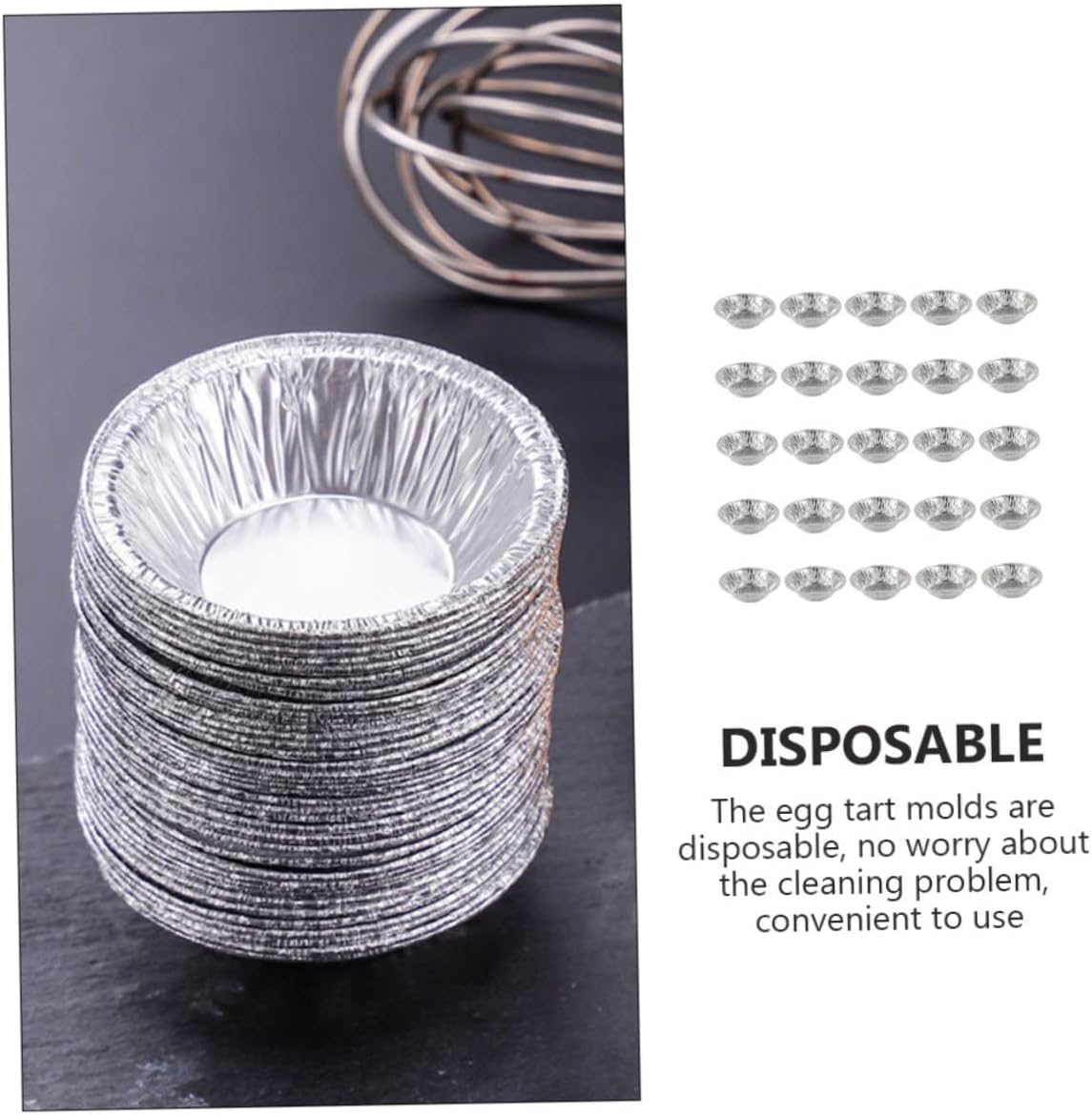 100pc Non-Stick Foil Tartlet Baking Trays for Egg Tarts - Easy to Use and Clean Pie Cases by WATIIFUFU