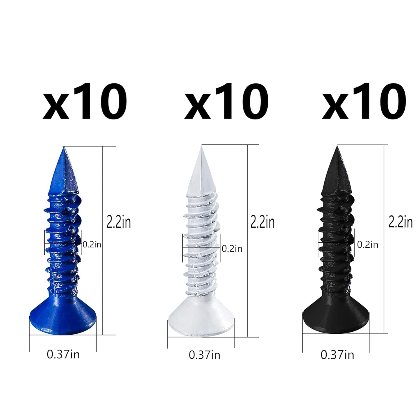 105-Piece Concrete Screw Anchor Kit for Masonry, Block, Brick Stucco - 3/16" Blue/Black/White Flat Head Set by Wensilon