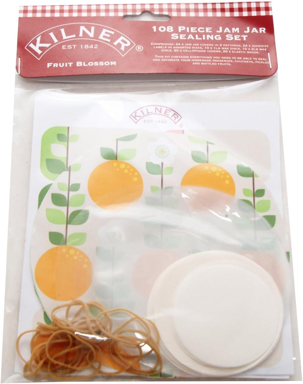 108 Piece Kilner Fruit Blossom Jam Jar Sealing Kit - Complete Set for Preserving Fruits