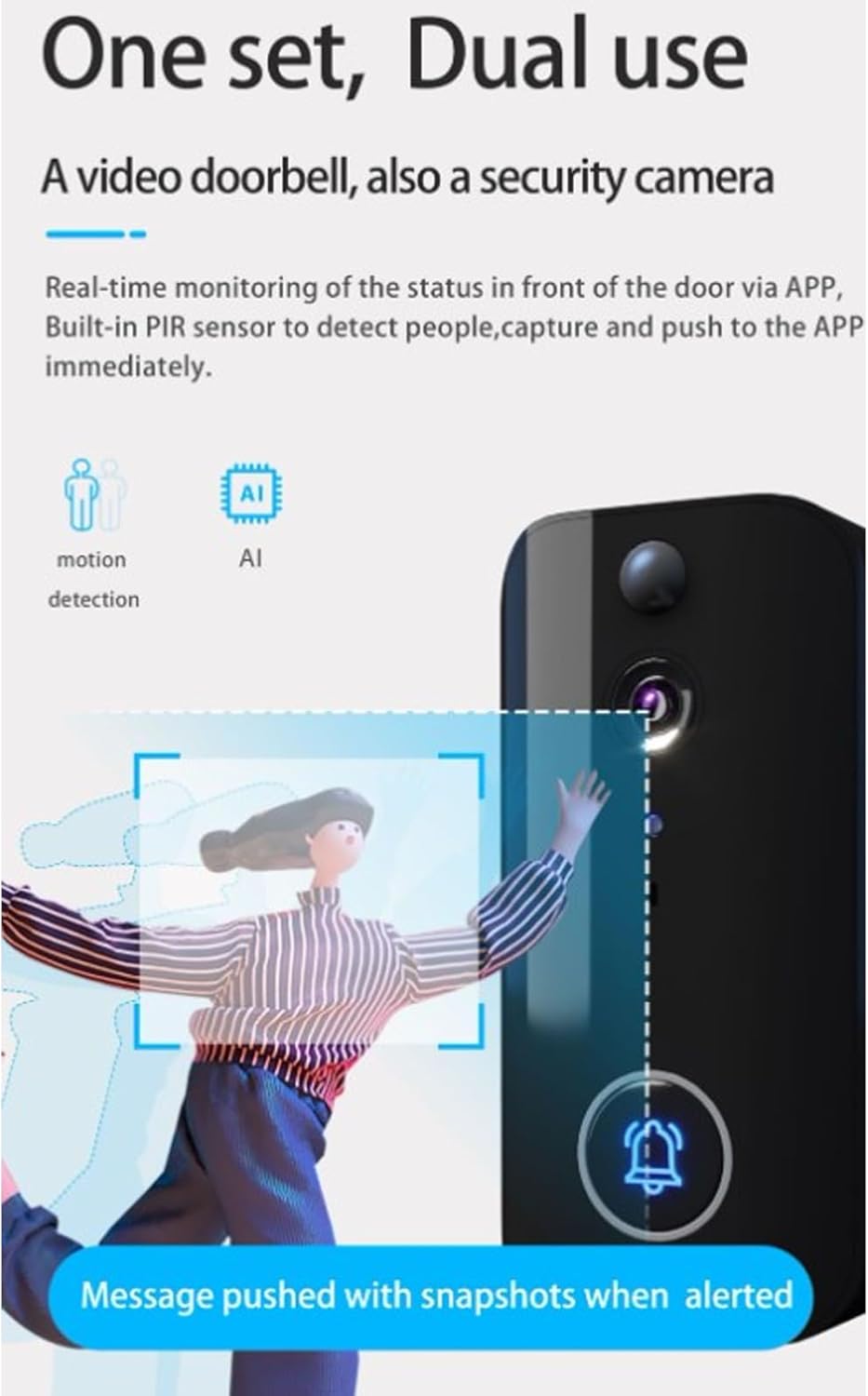 1080P HD Smart Video Doorbell with Night Vision and Two-Way Voice - Ideal for Home Surveillance
