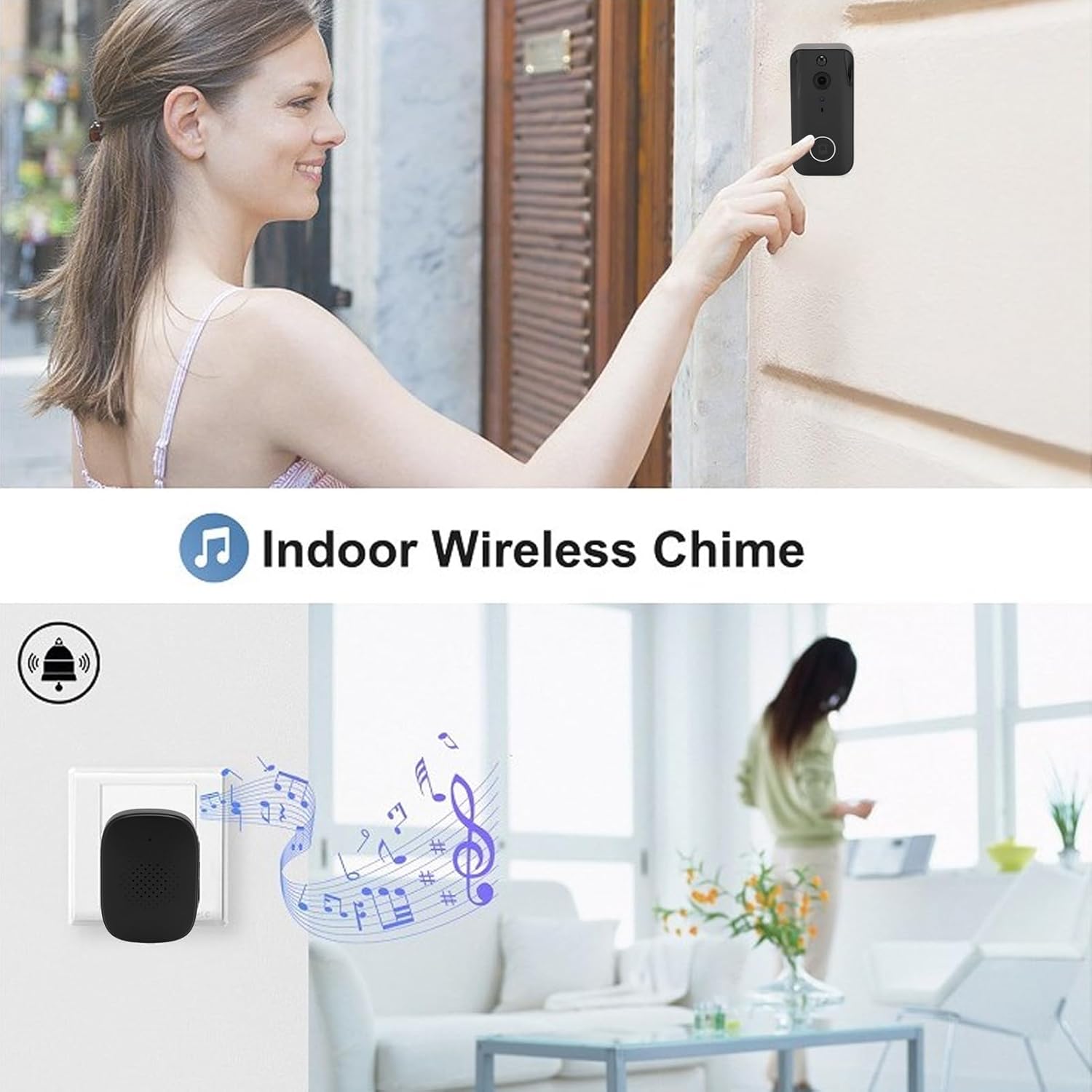 1080P HD Smart Video Doorbell with Night Vision and Two-Way Voice - Ideal for Home Surveillance