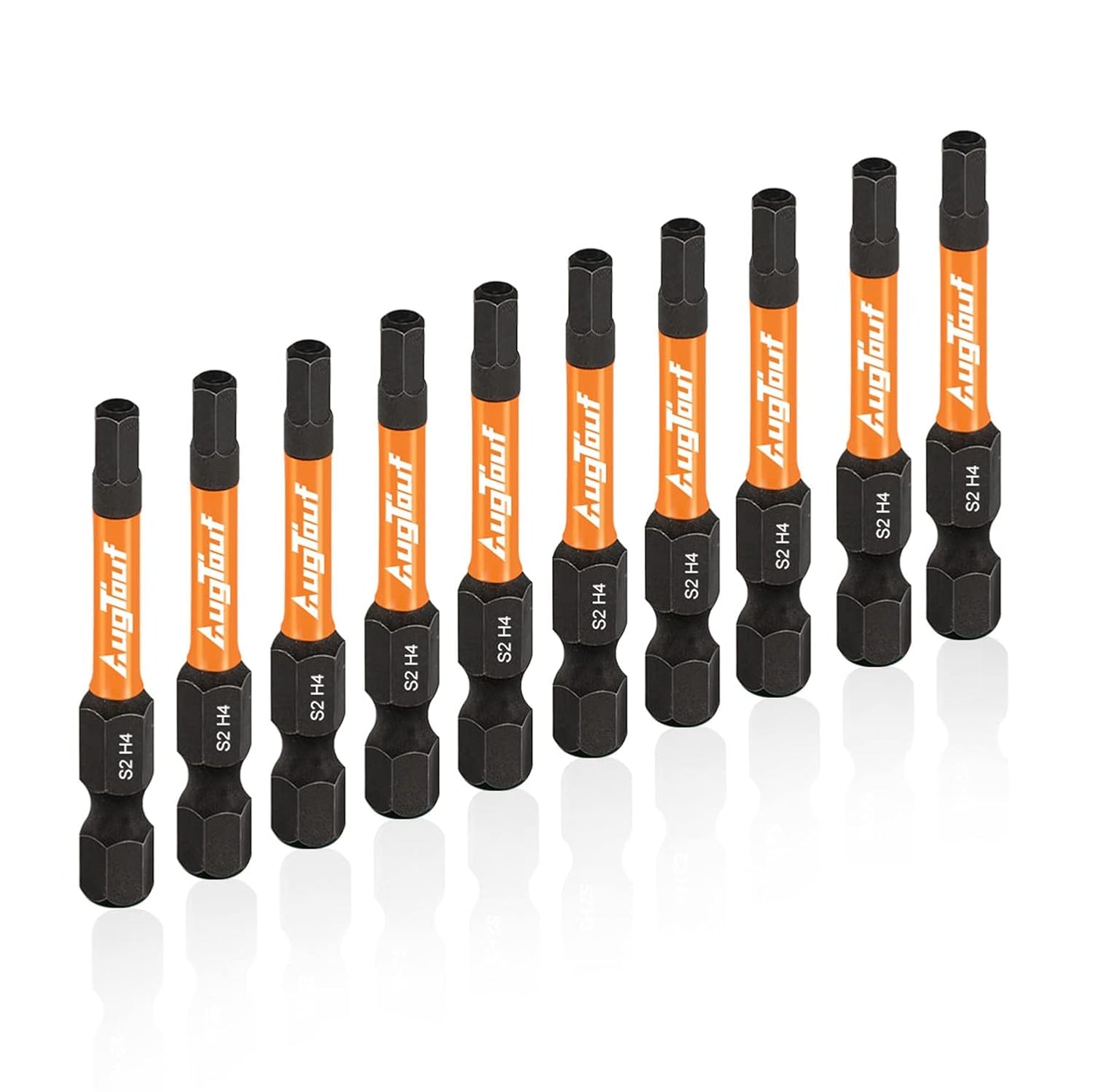 10pc 4mm S2 Steel Impact Hex Head Allen Wrench Drill Bits Set, 2" Long with Storage Box