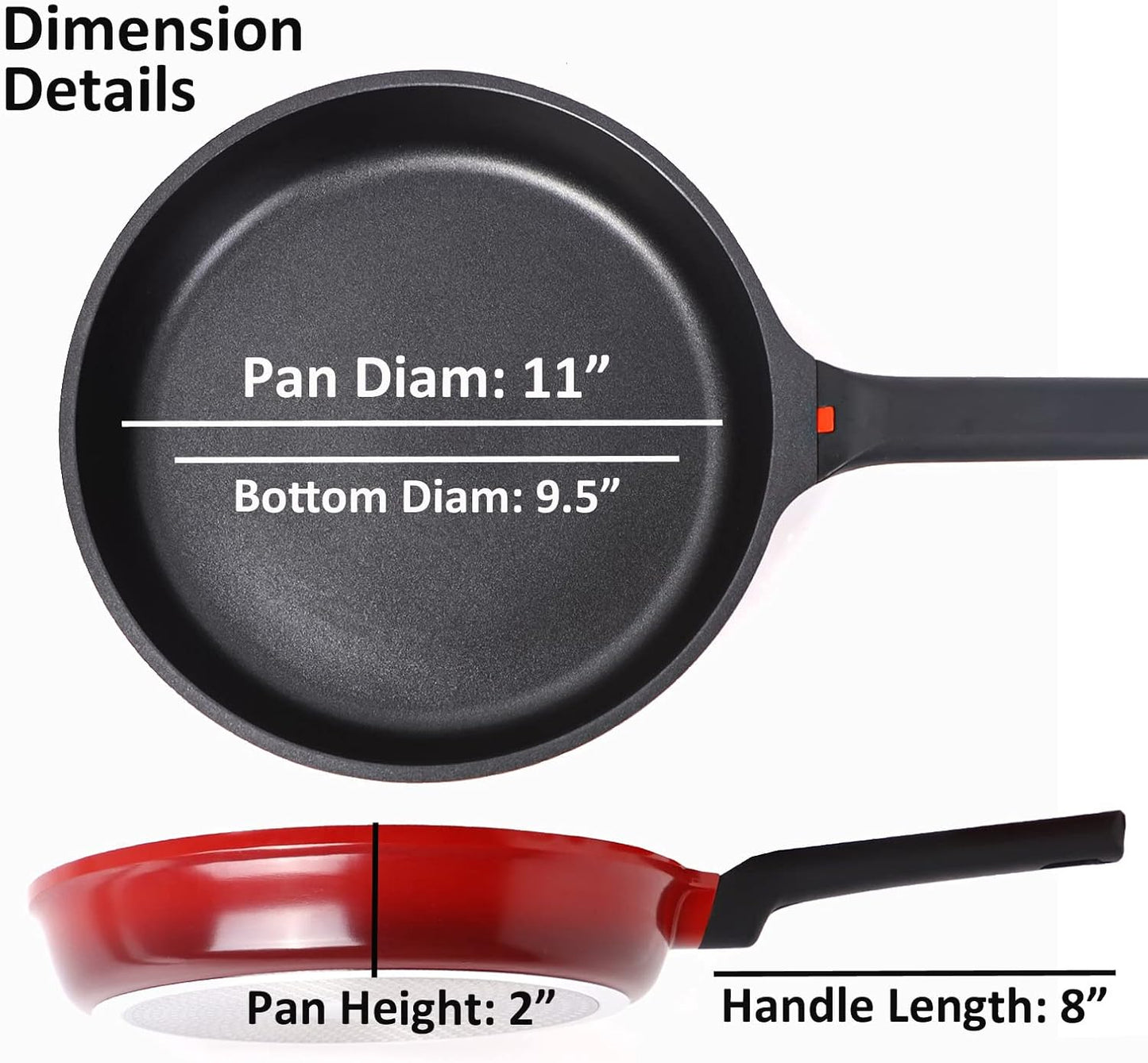 11" DIIG Non Stick Frying Pan with Lid - PFOA Free Aluminum Skillet for Gas, Electric, Induction Stoves