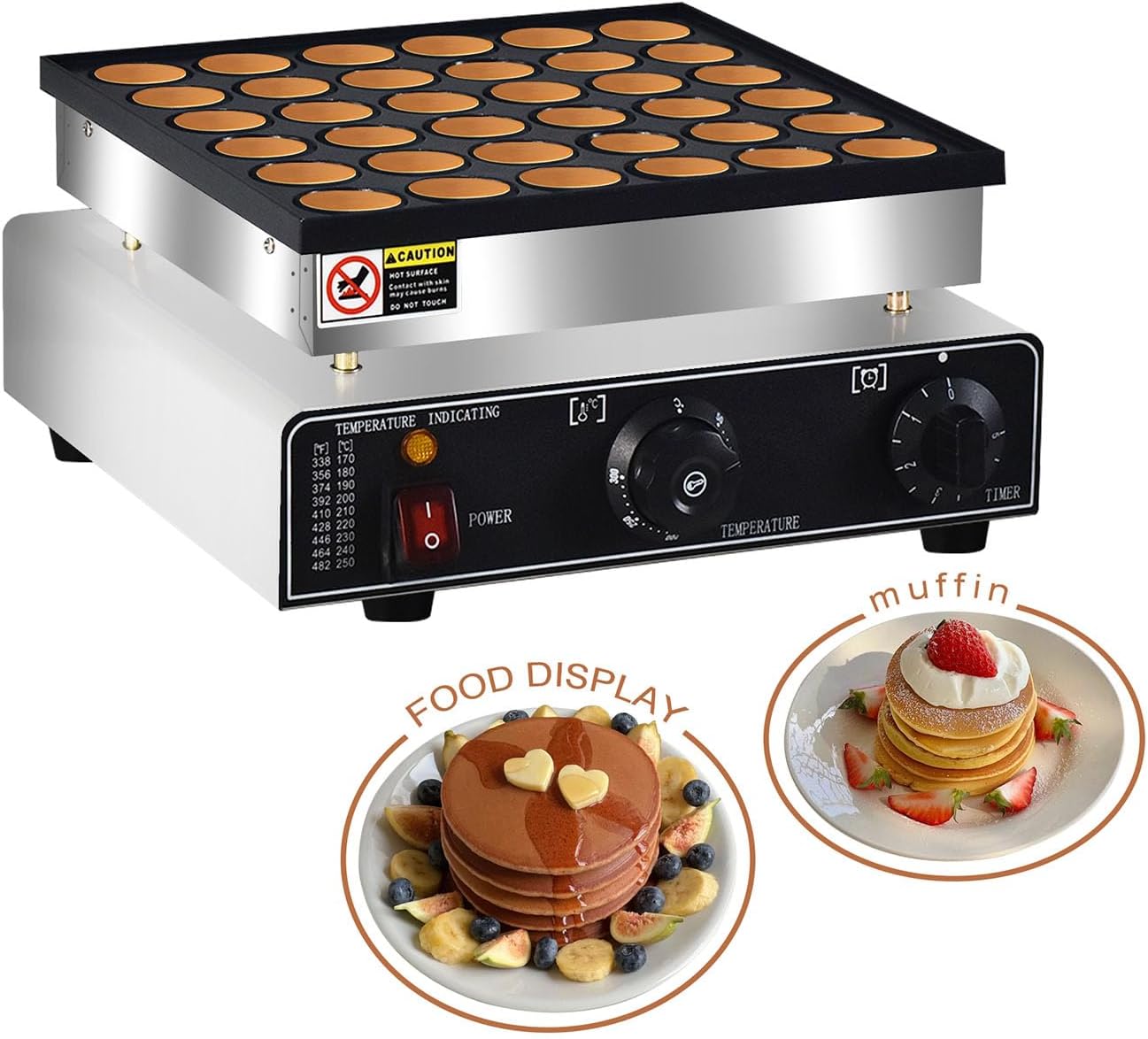 110V Commercial Mini Dutch Pancake Maker with 36-Piece Capacity - Nonstick Stainless Steel Dorayaki Maker for Breakfast, Snacks, and Desserts in Restaurants and Cafes