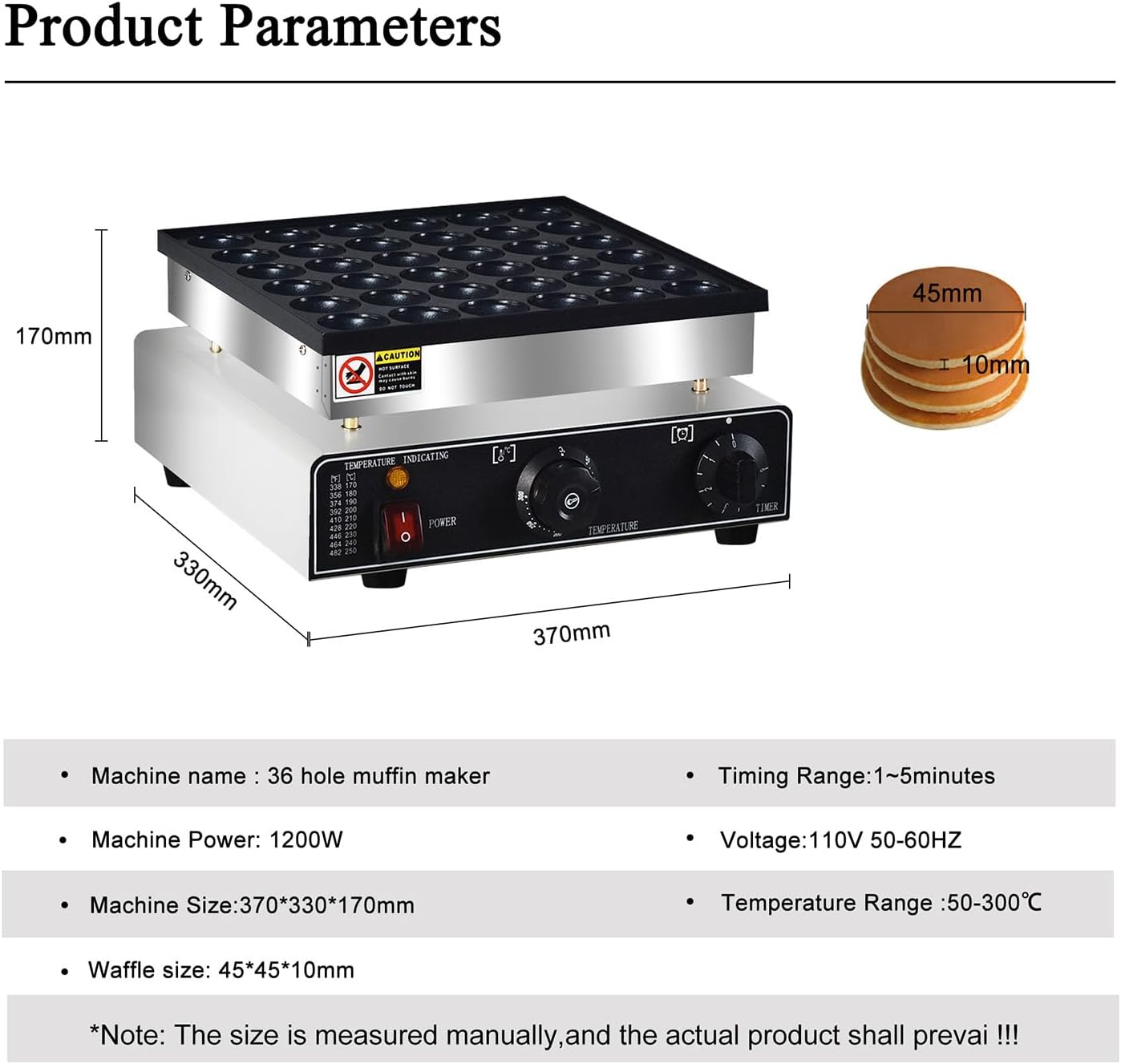 110V Commercial Mini Dutch Pancake Maker with 36-Piece Capacity - Nonstick Stainless Steel Dorayaki Maker for Breakfast, Snacks, and Desserts in Restaurants and Cafes