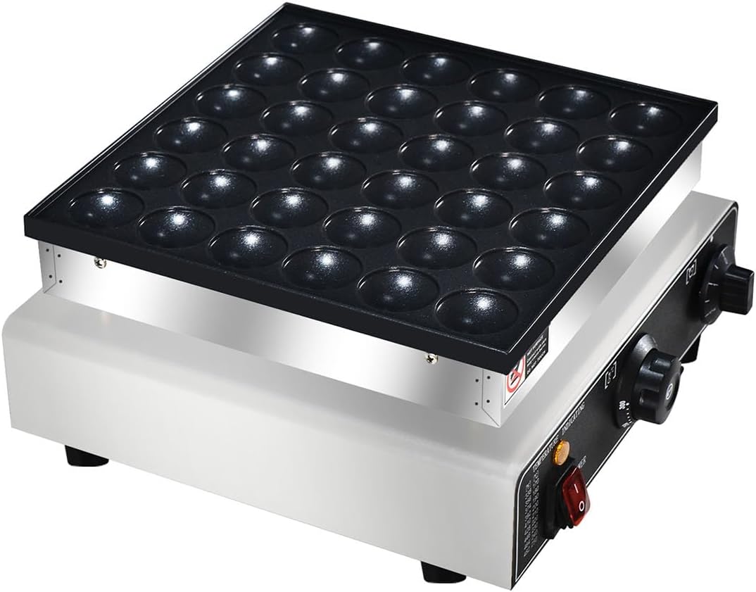 110V Commercial Mini Dutch Pancake Maker with 36-Piece Capacity - Nonstick Stainless Steel Dorayaki Maker for Breakfast, Snacks, and Desserts in Restaurants and Cafes