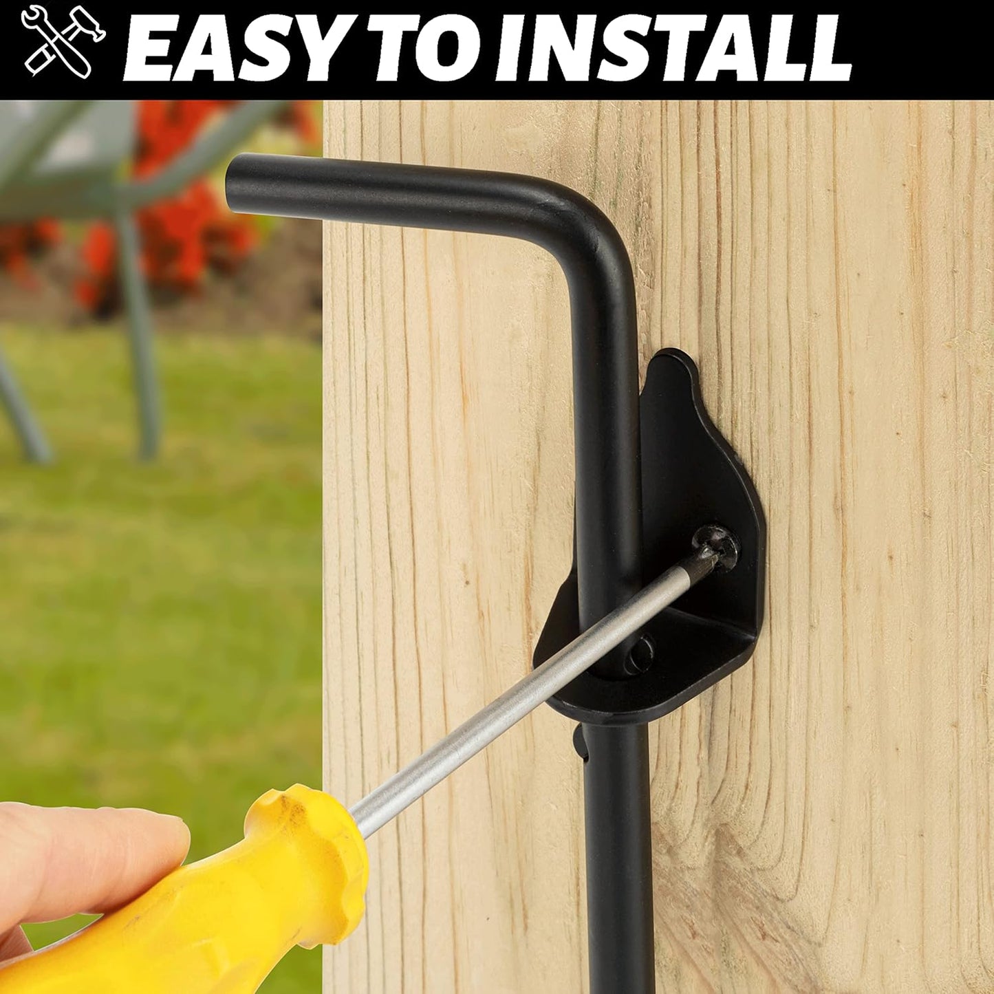 12" Heavy Duty Cane Bolt Gate Drop Rod Hardware for Wood PVC Vinyl Metal Fences Gates - Black Solid Steel (2 Pack)