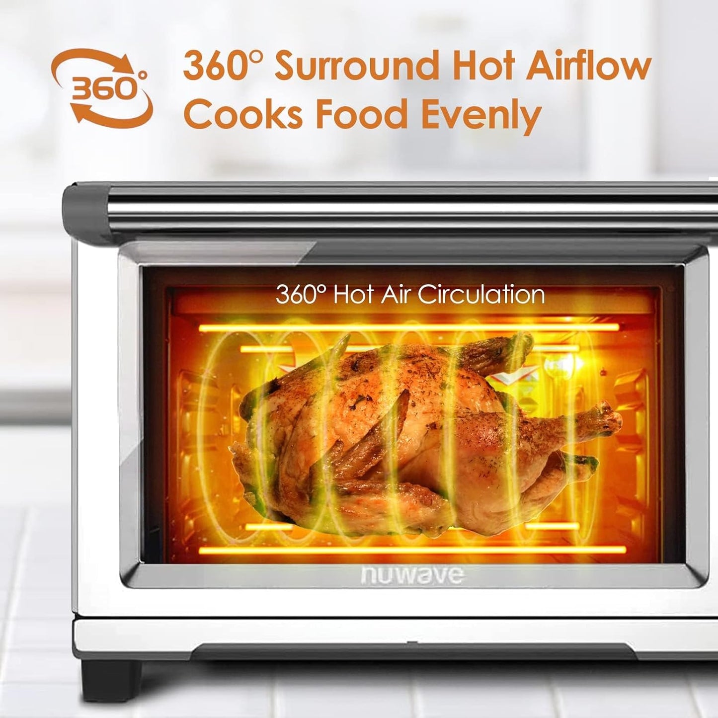 12-in-1 Nuwave Bravo Air Fryer Toaster Smart Oven with XL 30-QT Capacity, Convection, Stainless Steel Design