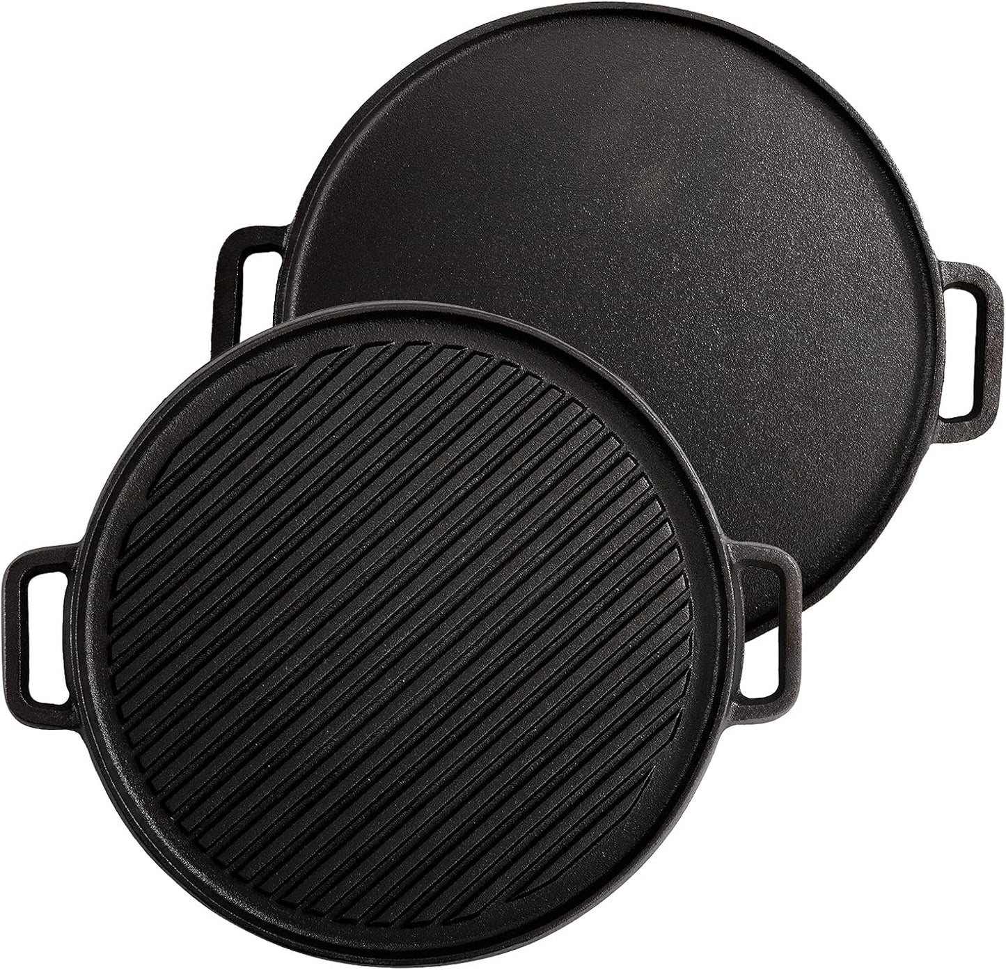 12 Inch Cast Iron Griddle - Reversible Grill/Griddle for Stovetop and Open Fire Cooking