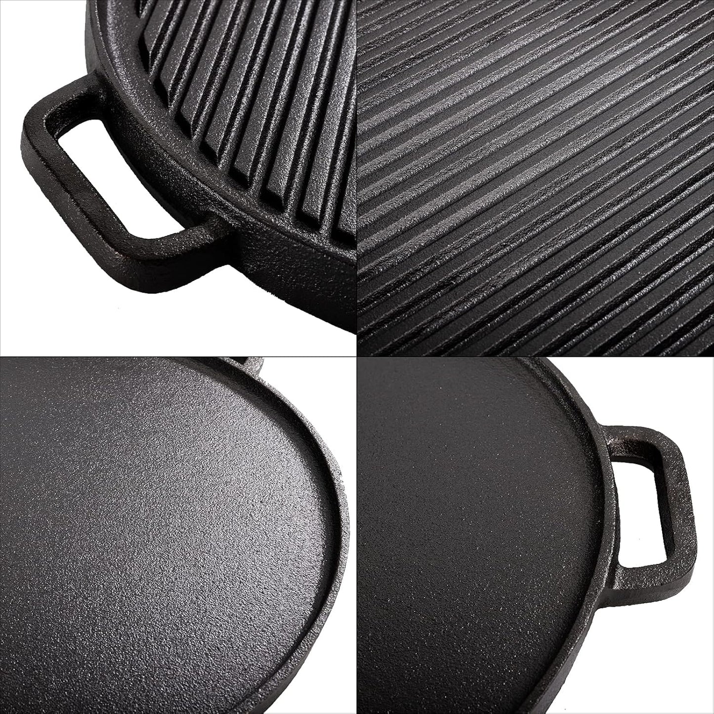 12 Inch Cast Iron Griddle - Reversible Grill/Griddle for Stovetop and Open Fire Cooking