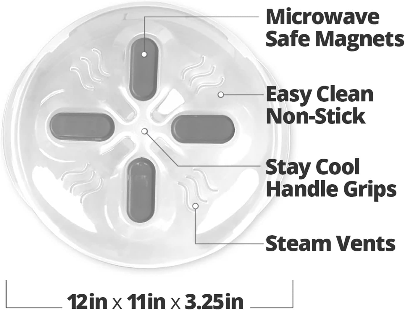 12-inch Clear Magnetic Microwave Splatter Cover - Vented BPA-Free Food Cover
