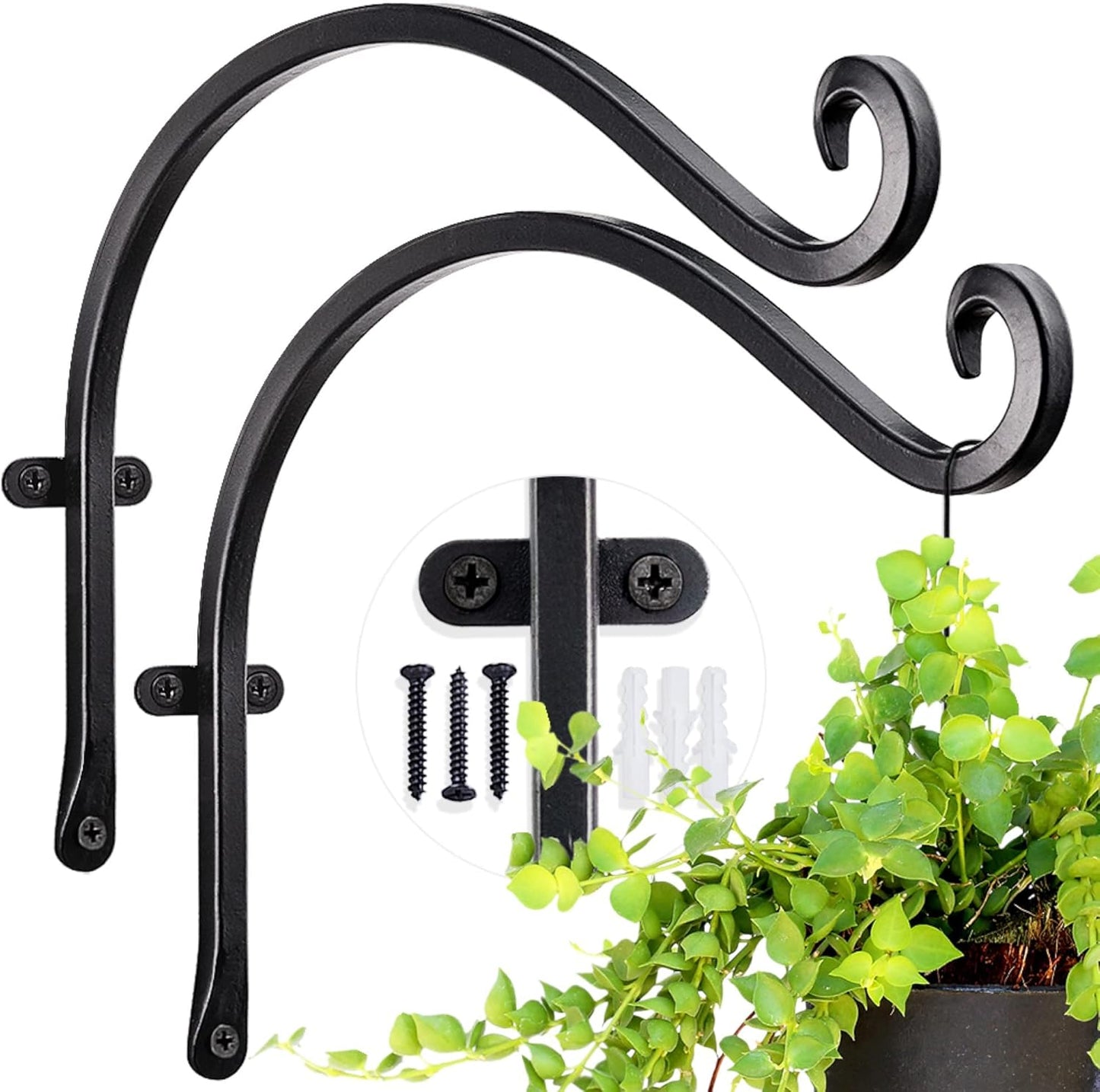 12-Inch Rust-Resistant Hanging Plant Hanger for Outdoor Use - Bird Feeder Wall Hooks Perfect for Flower Baskets