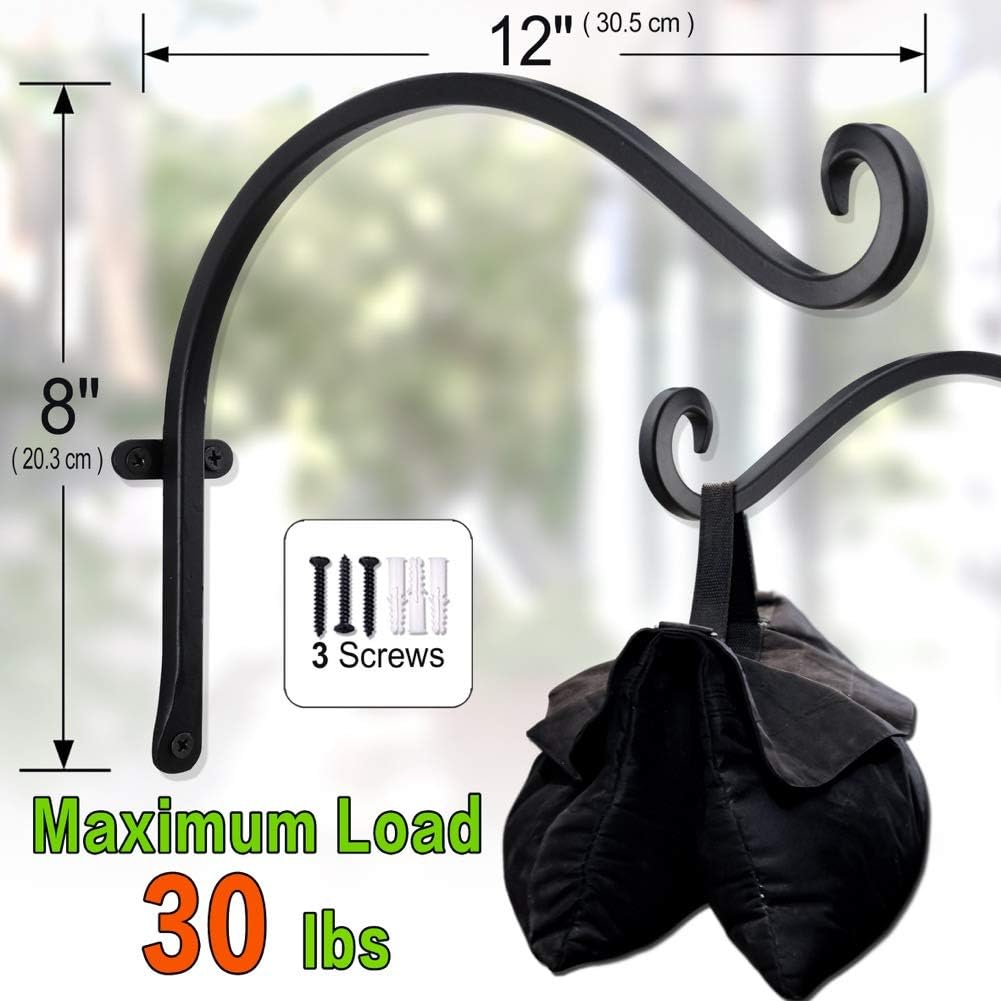 12-Inch Rust-Resistant Hanging Plant Hanger for Outdoor Use - Bird Feeder Wall Hooks Perfect for Flower Baskets