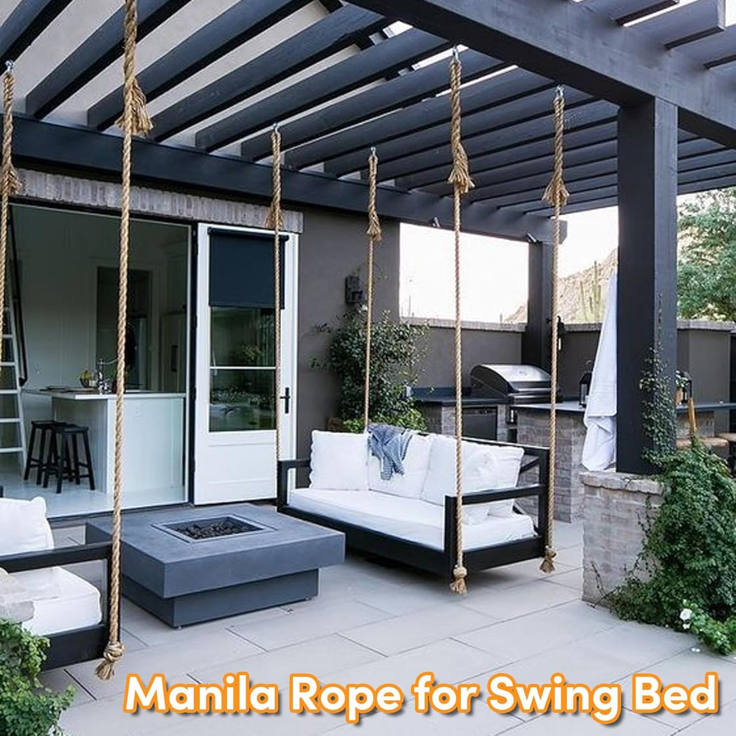 1/2 Inch X 25 Ft DEDU Hemp Rope - Twisted 4 Strand Natural Manila Rope for Crafts, Camping, DIY Projects - Heavy Duty Multipurpose Rope for Swing Bed, Tug of War, Docks