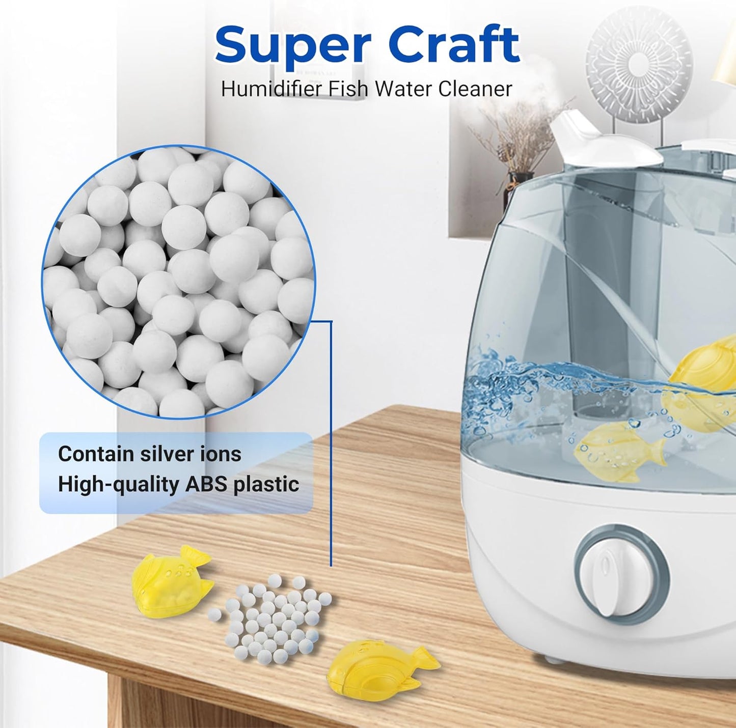 12 Pack Funmit Universal Humidifier Cleaner Fish for Humidifiers & Fish Tanks - Purifies Water, Prevents Hard Water Build-Up & Reduces Scale