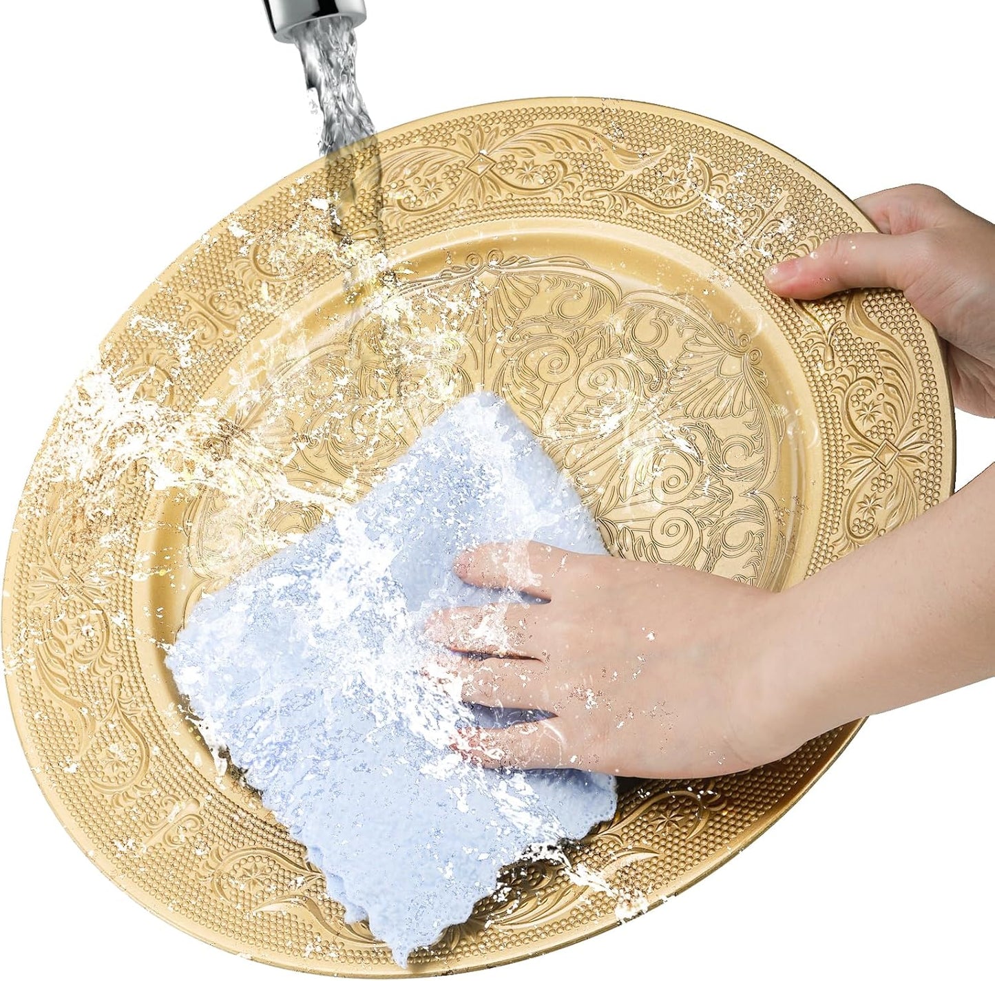 12 Pack Gold Charger Plates, 13 Inch Round Chargers for Dinner Plates - Decorative Plastic Table Chargers for Wedding and Holiday Parties