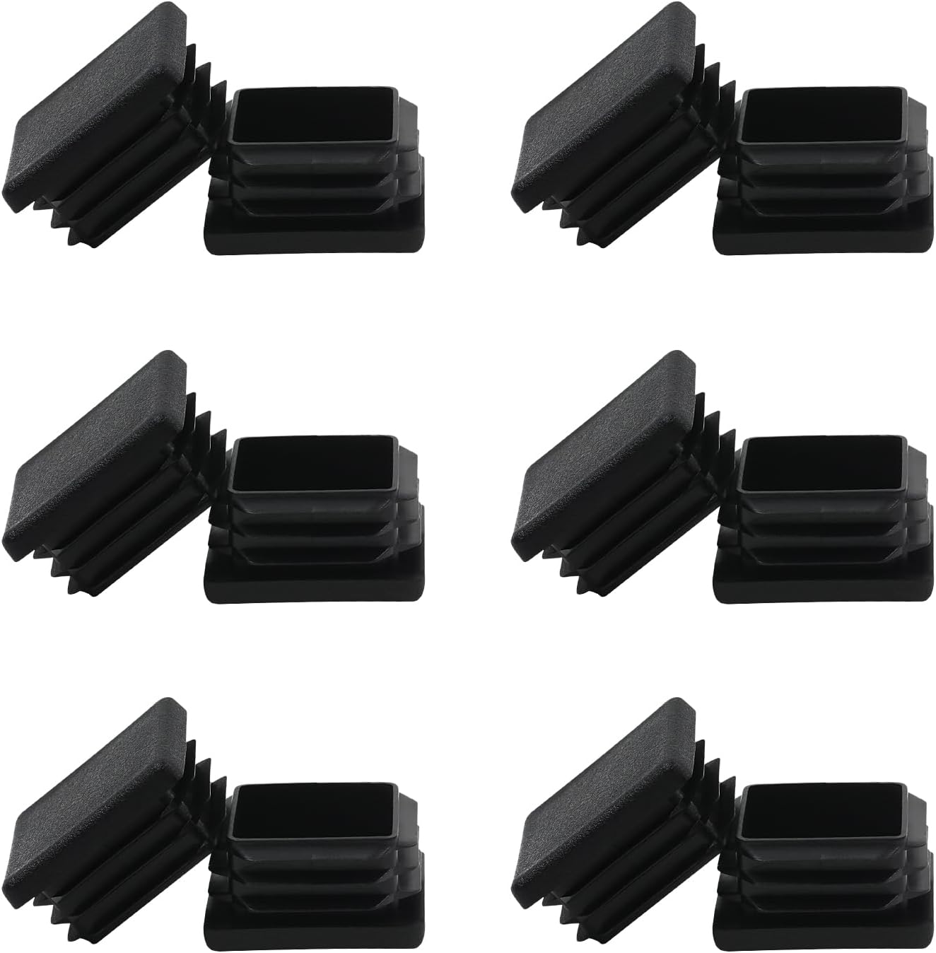 12 Pack of Black Plastic 2x2 Square Tube End Caps for Fence Post, Chair Glide, Pipe Cap Cover - WZB 2 Inch 2x2 Square Tubing Plug