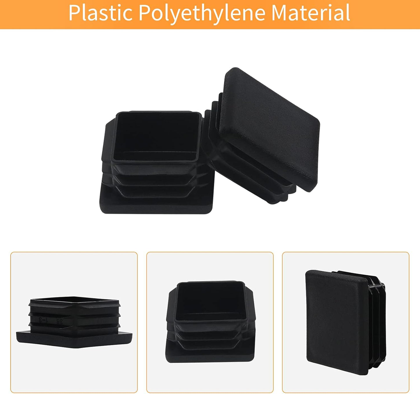 12 Pack of Black Plastic 2x2 Square Tube End Caps for Fence Post, Chair Glide, Pipe Cap Cover - WZB 2 Inch 2x2 Square Tubing Plug